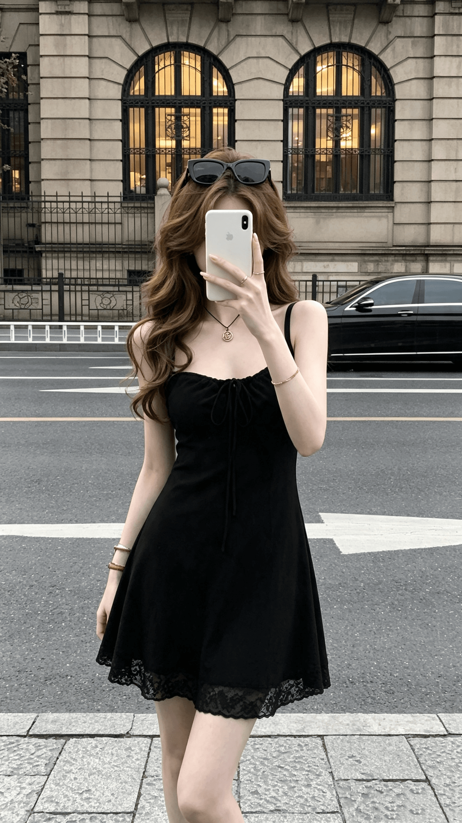 skk store 웨이 팬 모니카 staycation 치마 3 차원 자카드 질감 슬립 미니 스커트 드레스 상세 이미지 4