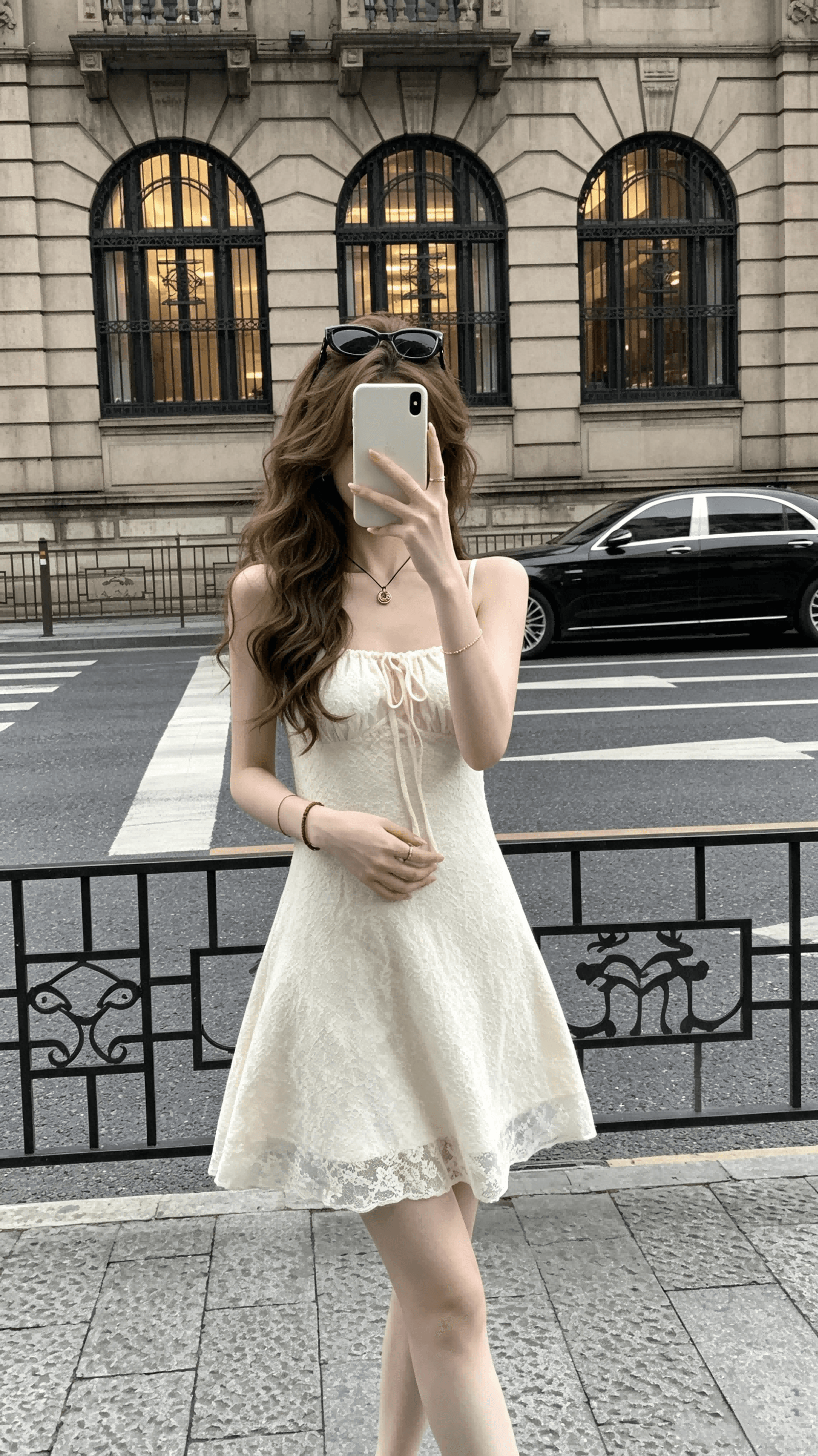 skk store 웨이 팬 모니카 staycation 치마 3 차원 자카드 질감 슬립 미니 스커트 드레스 상세 이미지 11