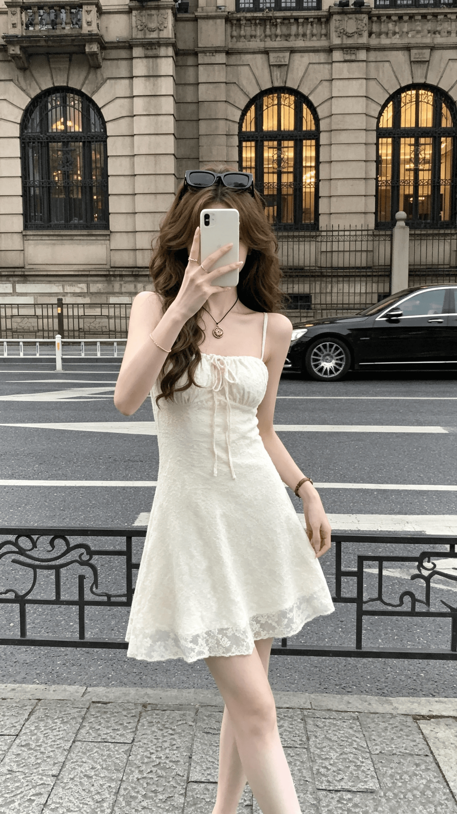 skk store 웨이 팬 모니카 staycation 치마 3 차원 자카드 질감 슬립 미니 스커트 드레스 상세 이미지 12