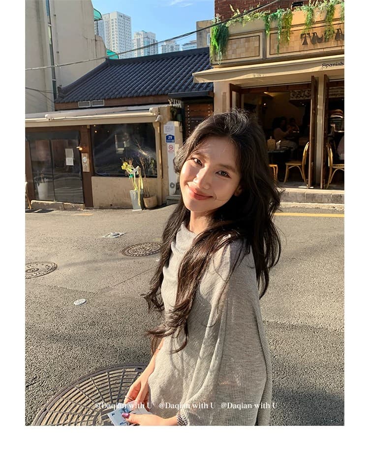 daqianwithu 필리핀 린 영화 부드럽다 프로 피부 부드러운 편안함 느긋한 숄 니트 스웨터 상세 이미지 18