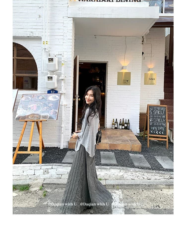 daqianwithu 필리핀 린 영화 부드럽다 프로 피부 부드러운 편안함 느긋한 숄 니트 스웨터 상세 이미지 21