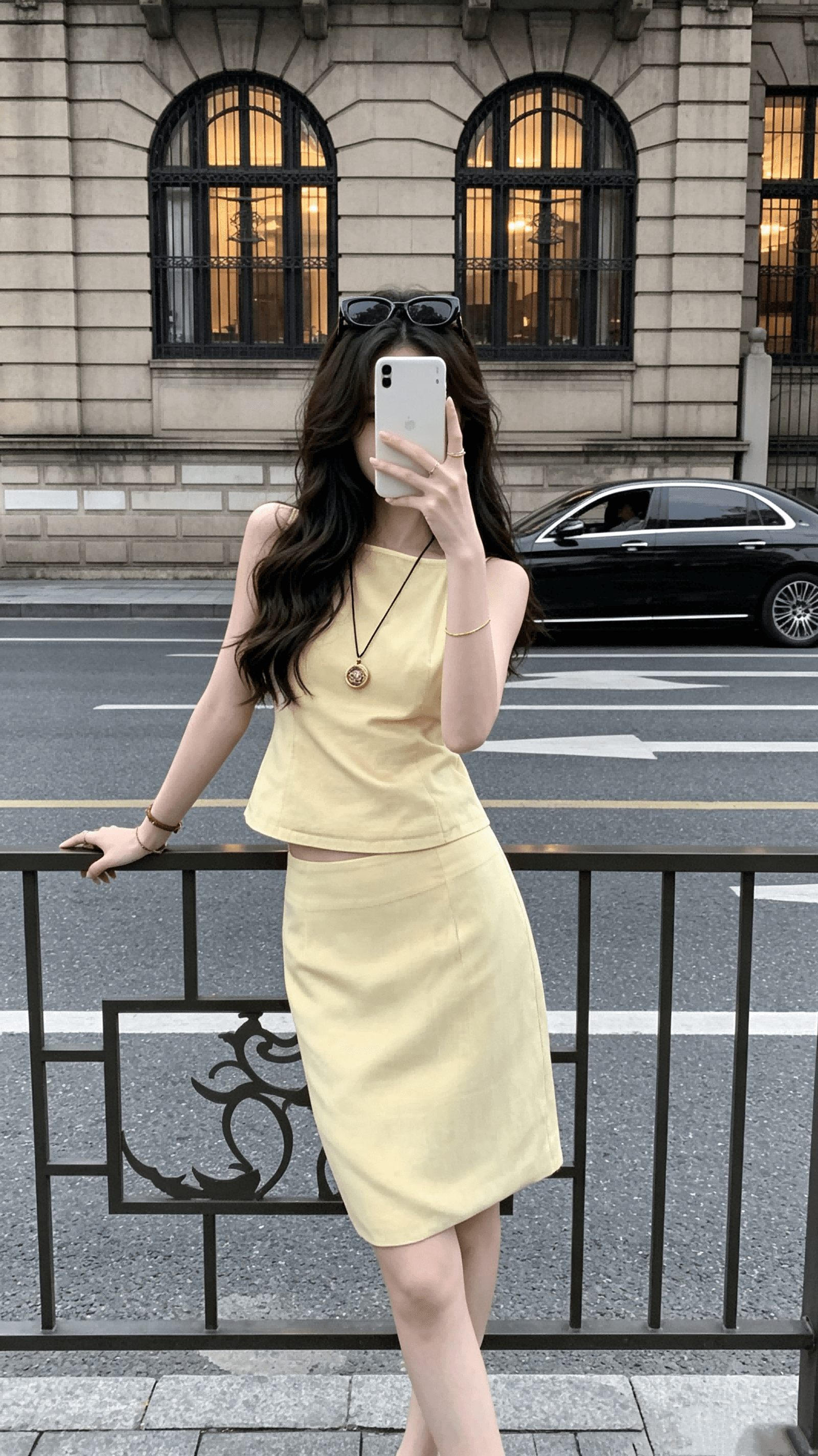 5werkwen rachel 프랑스식 허리 수축 세트 그룹 1oo 아마 보트넥 맨위 스트레이트 반신 치마 세트 상세 이미지 5