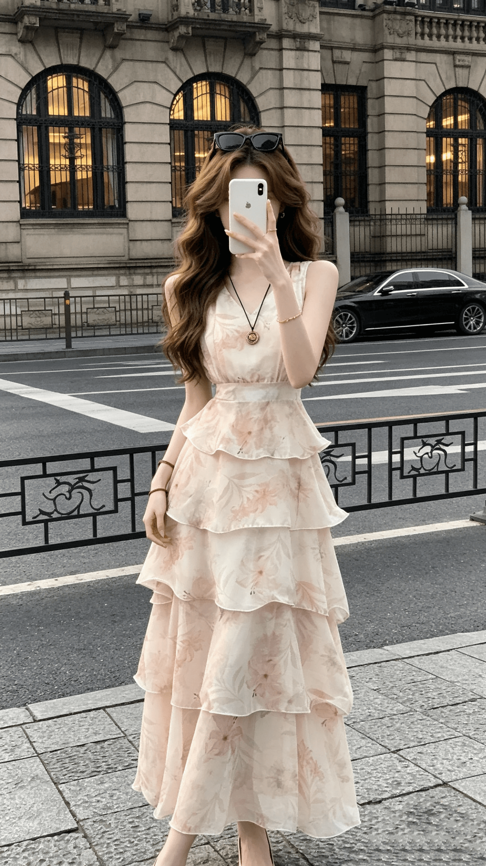 icelolly 휴가 바람 허리 수축 케이크 드레스 V넥 슬립 여성 드레스 봄 여름 특별 아름다운 꼬집기 허리 치마 상세 이미지 7