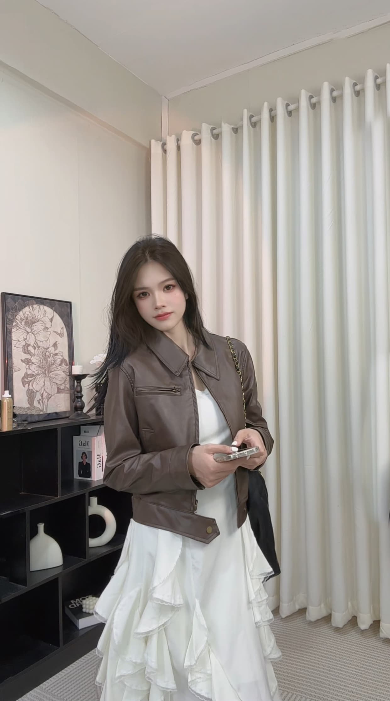 sunoneone 차가운 바람의 소리 바람 아메리칸 쇼트 스타일 가죽 재킷 여성 코트 이른 가을 몸매 가꾸기 pu 레트로 오토바이 재킷 맨위