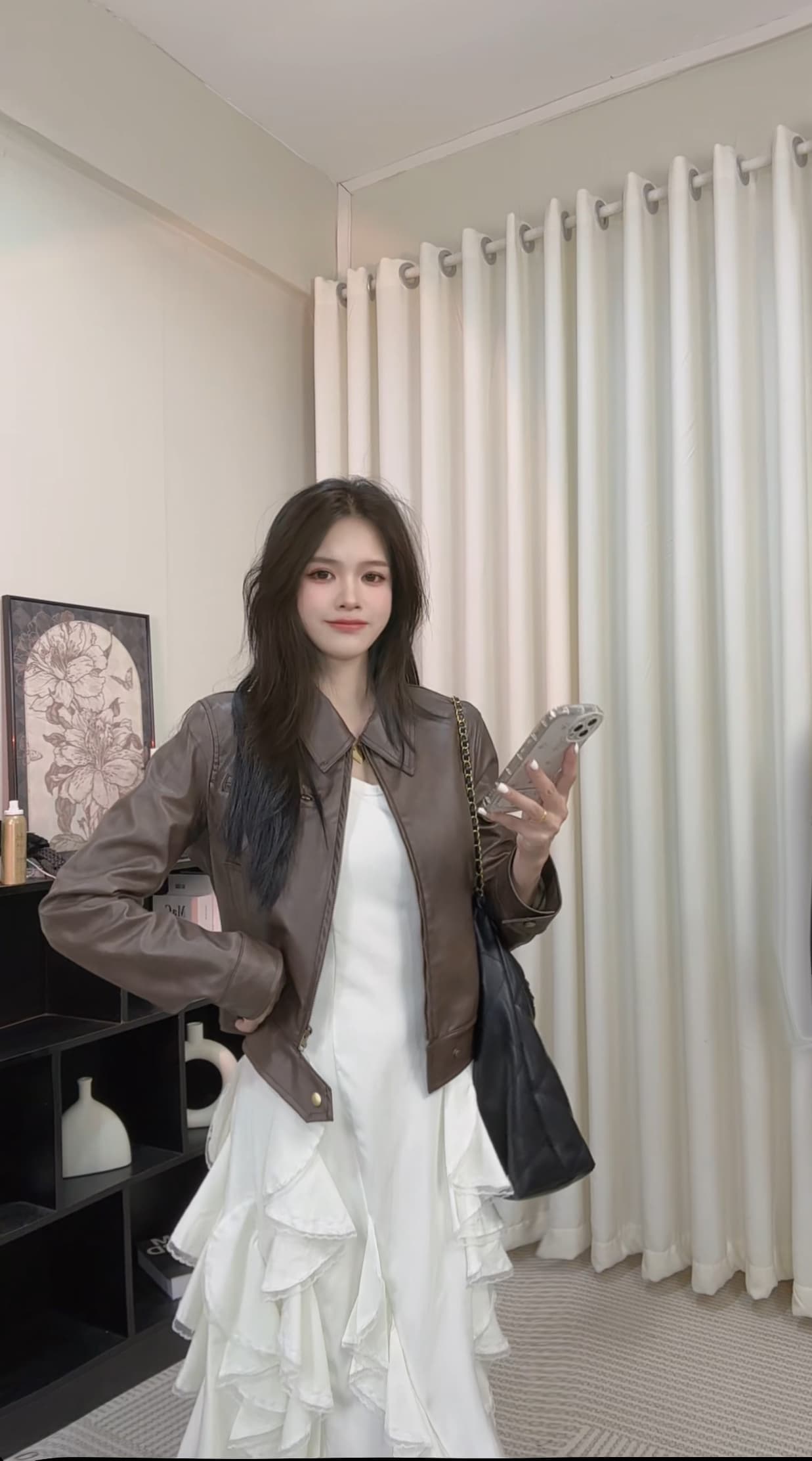 sunoneone 차가운 바람의 소리 바람 아메리칸 쇼트 스타일 가죽 재킷 여성 코트 이른 가을 몸매 가꾸기 pu 레트로 오토바이 재킷 맨위 이미지 3