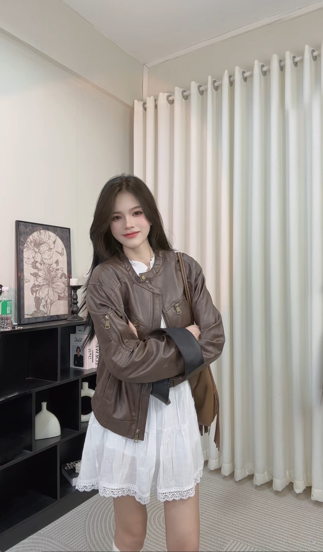 작은 6 월 6 월 브리트니 인생 가죽 재킷 레트로 세련된 아티스트 배색 pu 가죽 재킷 여성 가을 재킷 재킷