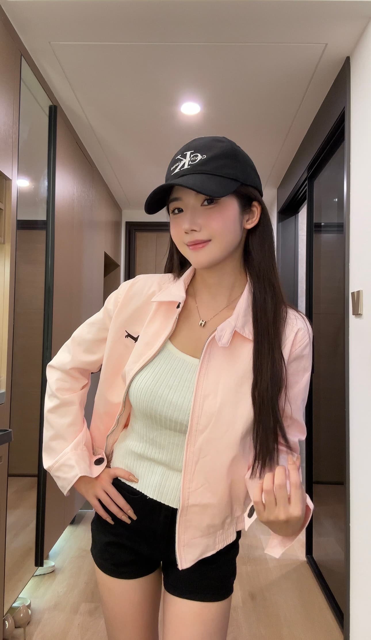 ptonumi 복숭아 음악 茜 꿈 핑크색 닥스 훈트 자수 재킷 여성 가을 한 부서 루즈핏 캐주얼 폴로 칼라 재킷