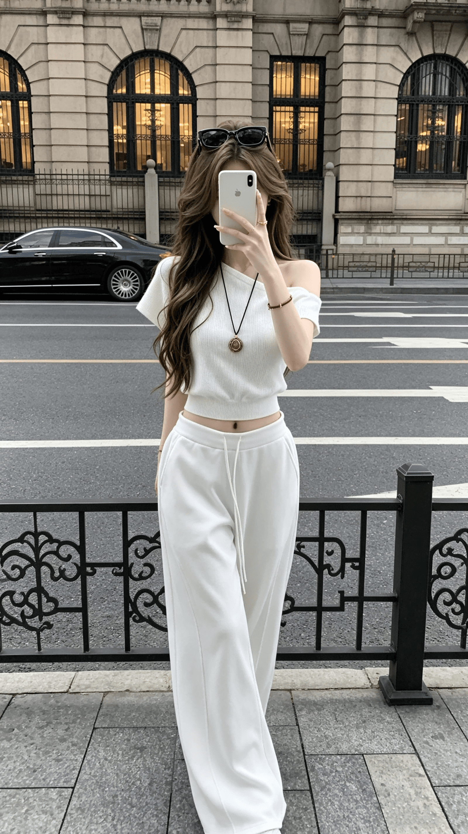 tongiiuu 사설 서비스 일상 비스듬한 칼라 오프숄더 반팔 티셔츠 여성 루즈핏 스트레이트 캐주얼 와이드 레그 팬츠 세트 여름 이미지 2