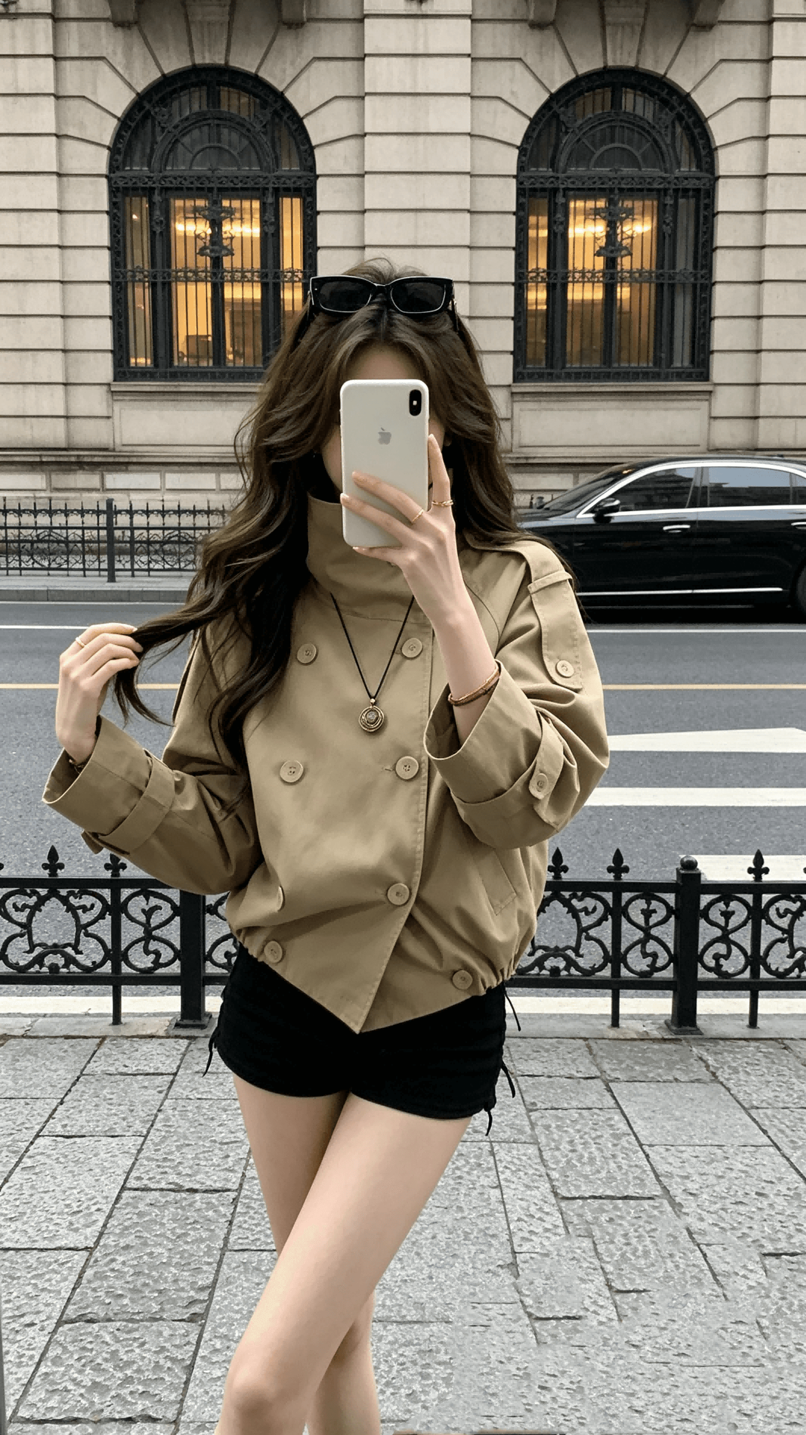 첸 좋은 난 nns ac e25 가을 새로운 영국식 바람 디자인 센스 스탠드 칼라 쇼트 스타일 한 부서 바람막이 여성 코트 상세 이미지 2