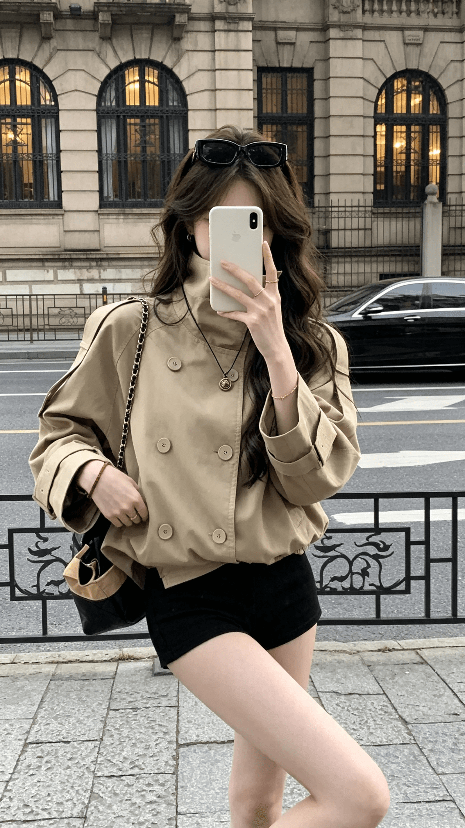첸 좋은 난 nns ac e25 가을 새로운 영국식 바람 디자인 센스 스탠드 칼라 쇼트 스타일 한 부서 바람막이 여성 코트 상세 이미지 5