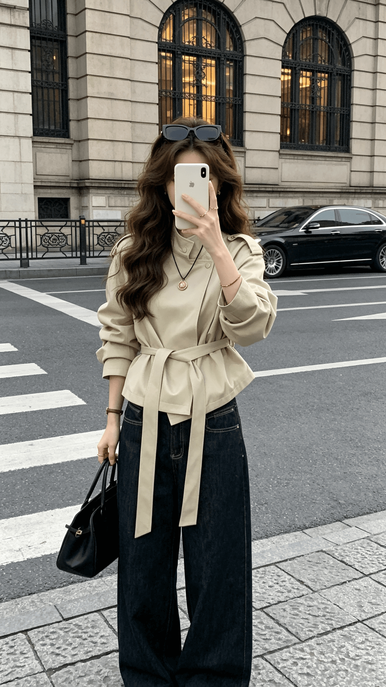 꽃 천천히 조정 파리 한 부서 가을 쇼트 스타일 카키 색 바람막이 여성 코트 작은 키 얇은 스타일 맨위 이미지 2