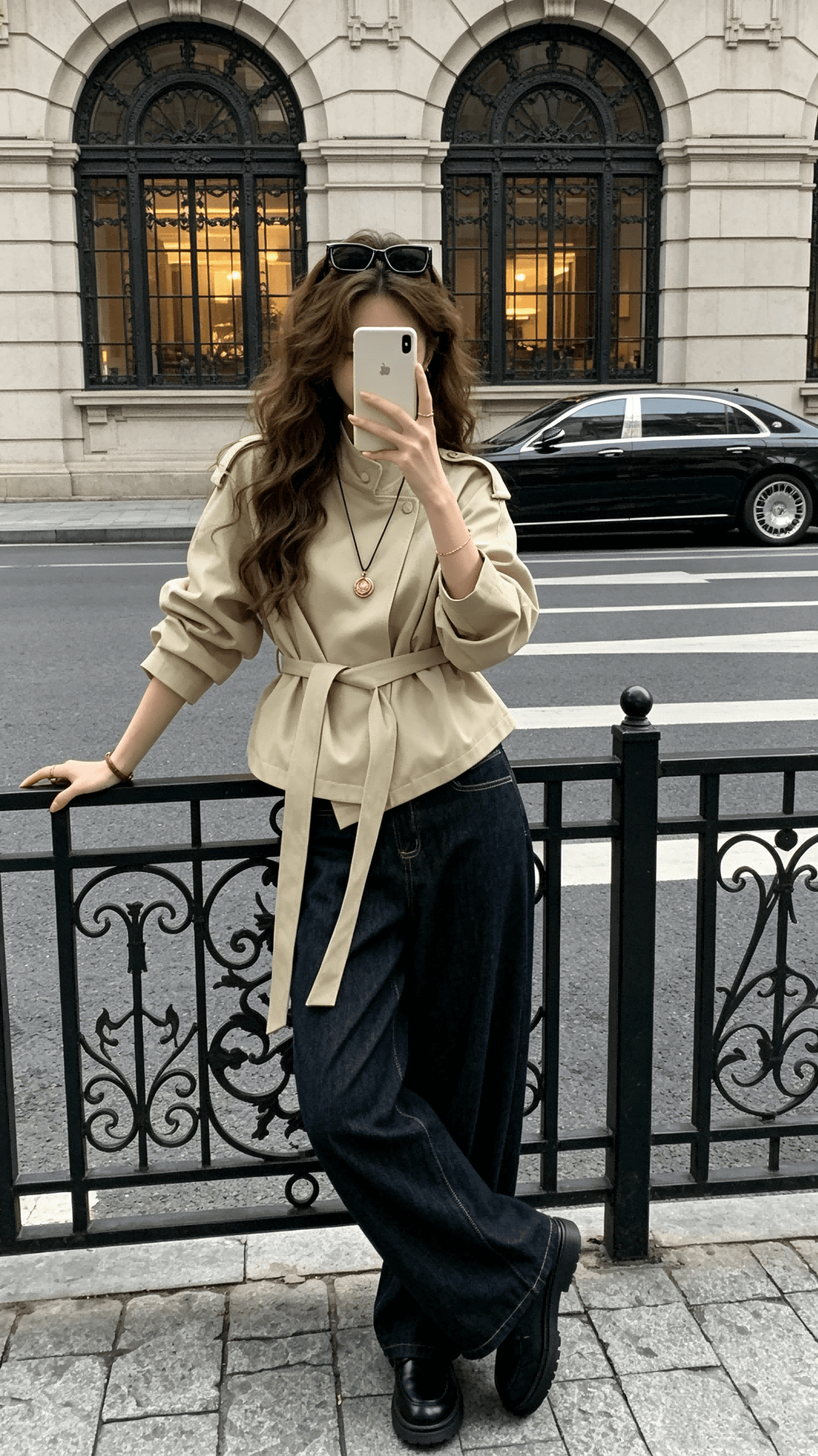 꽃 천천히 조정 파리 한 부서 가을 쇼트 스타일 카키 색 바람막이 여성 코트 작은 키 얇은 스타일 맨위 상세 이미지 5