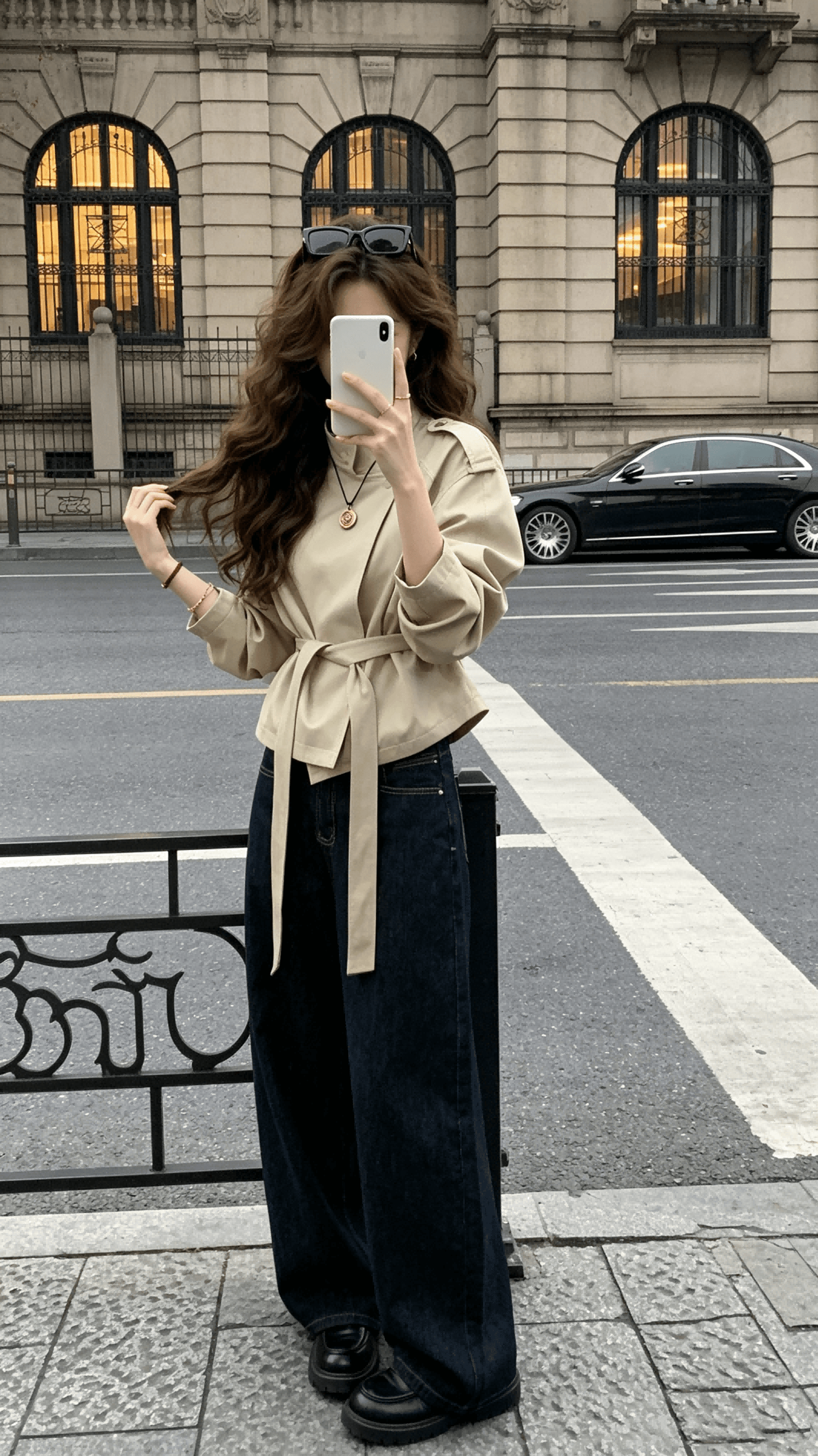 꽃 천천히 조정 파리 한 부서 가을 쇼트 스타일 카키 색 바람막이 여성 코트 작은 키 얇은 스타일 맨위 상세 이미지 6
