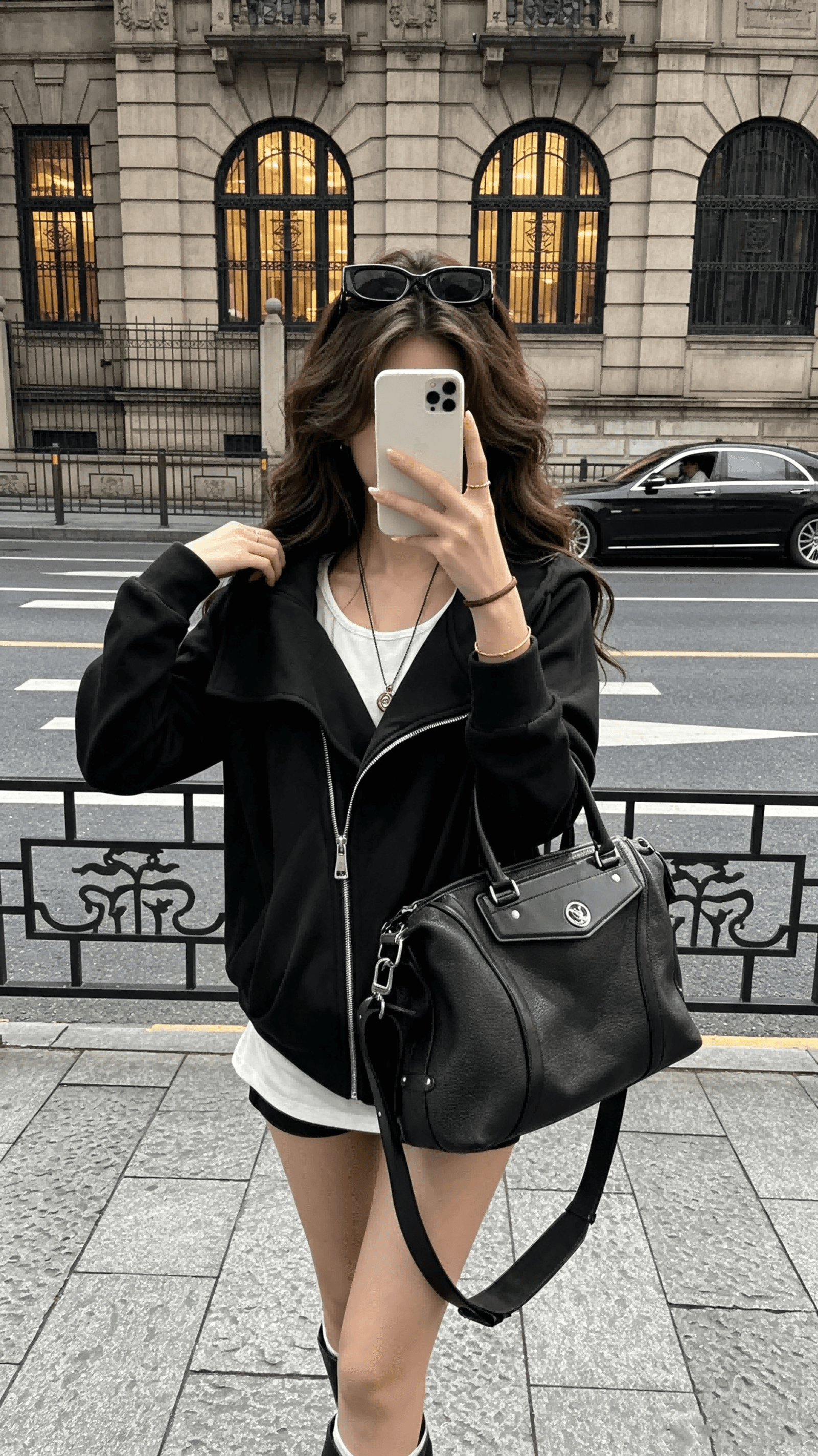 yolo shop 검정색 후드 티 스웨터 여성 몸매 가꾸기 다용도 디자인 센스 폴로 칼라 아메리칸 카디건 코트 맨위 상세 이미지 4