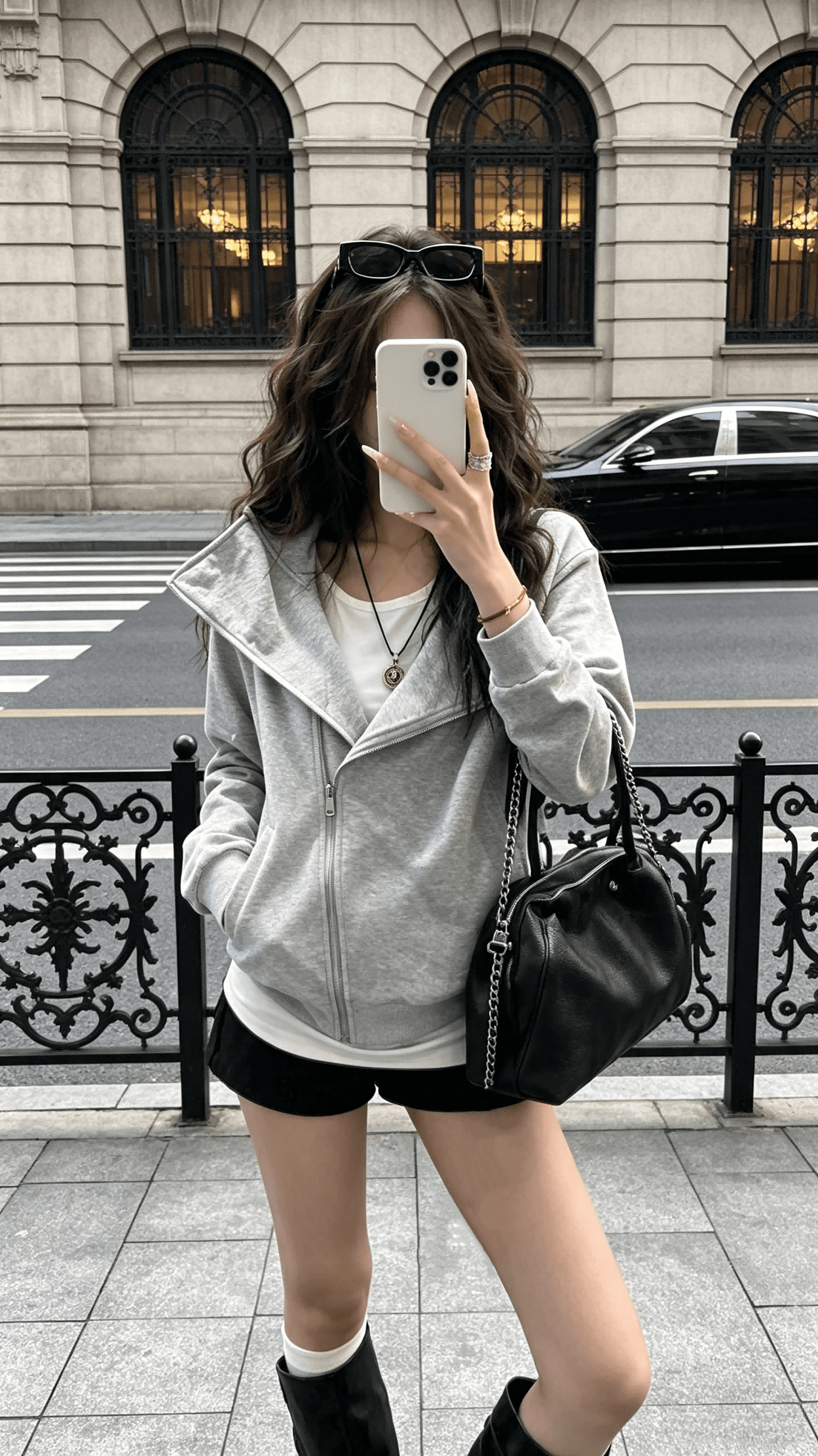 yolo shop 검정색 후드 티 스웨터 여성 몸매 가꾸기 다용도 디자인 센스 폴로 칼라 아메리칸 카디건 코트 맨위 상세 이미지 8