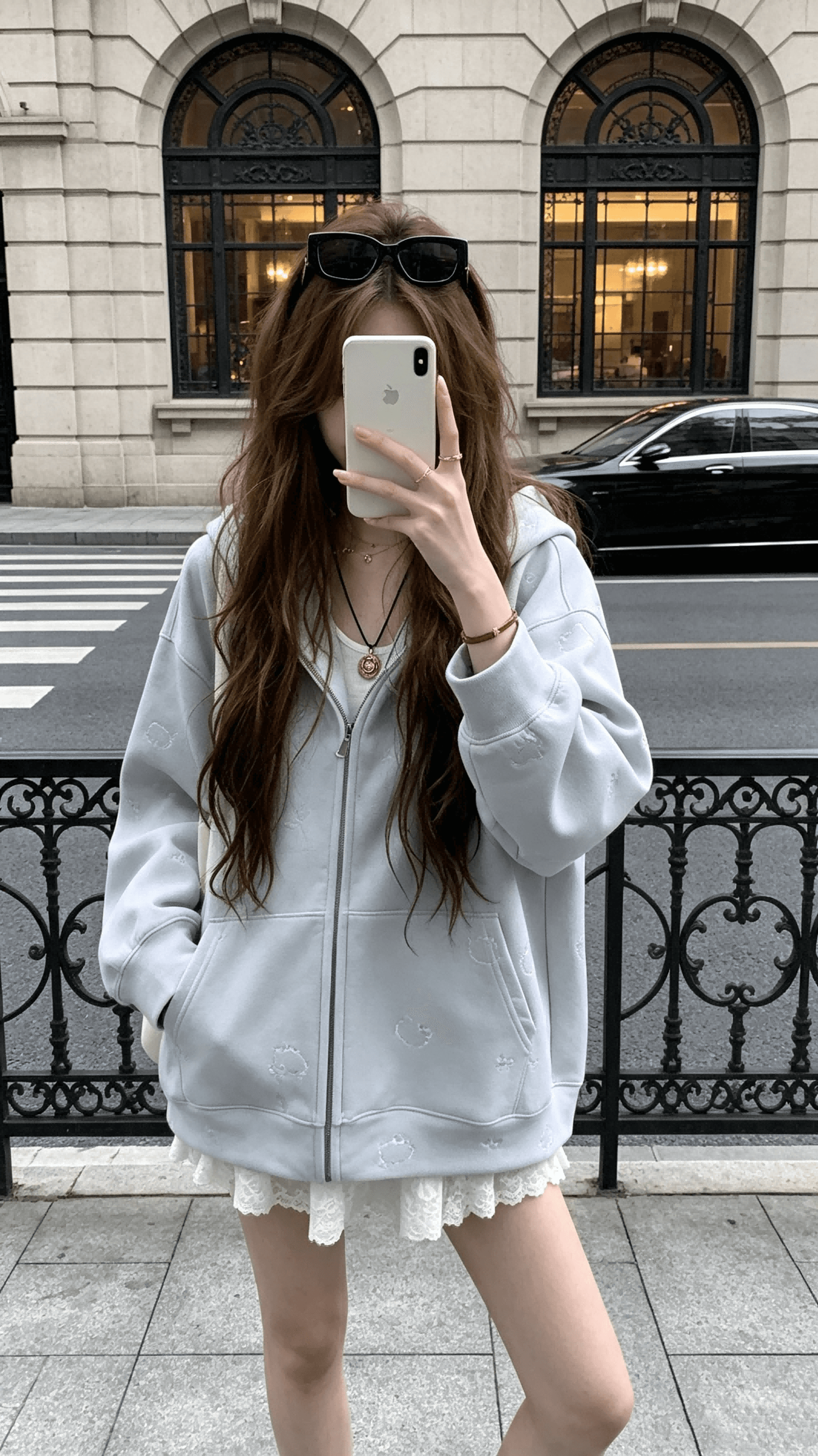 callmeear 무거운 작업 고양이 백만 바늘 자수 480 그램 무거운 후드티 후드 지퍼 후드티 여성 코트 상세 이미지 7