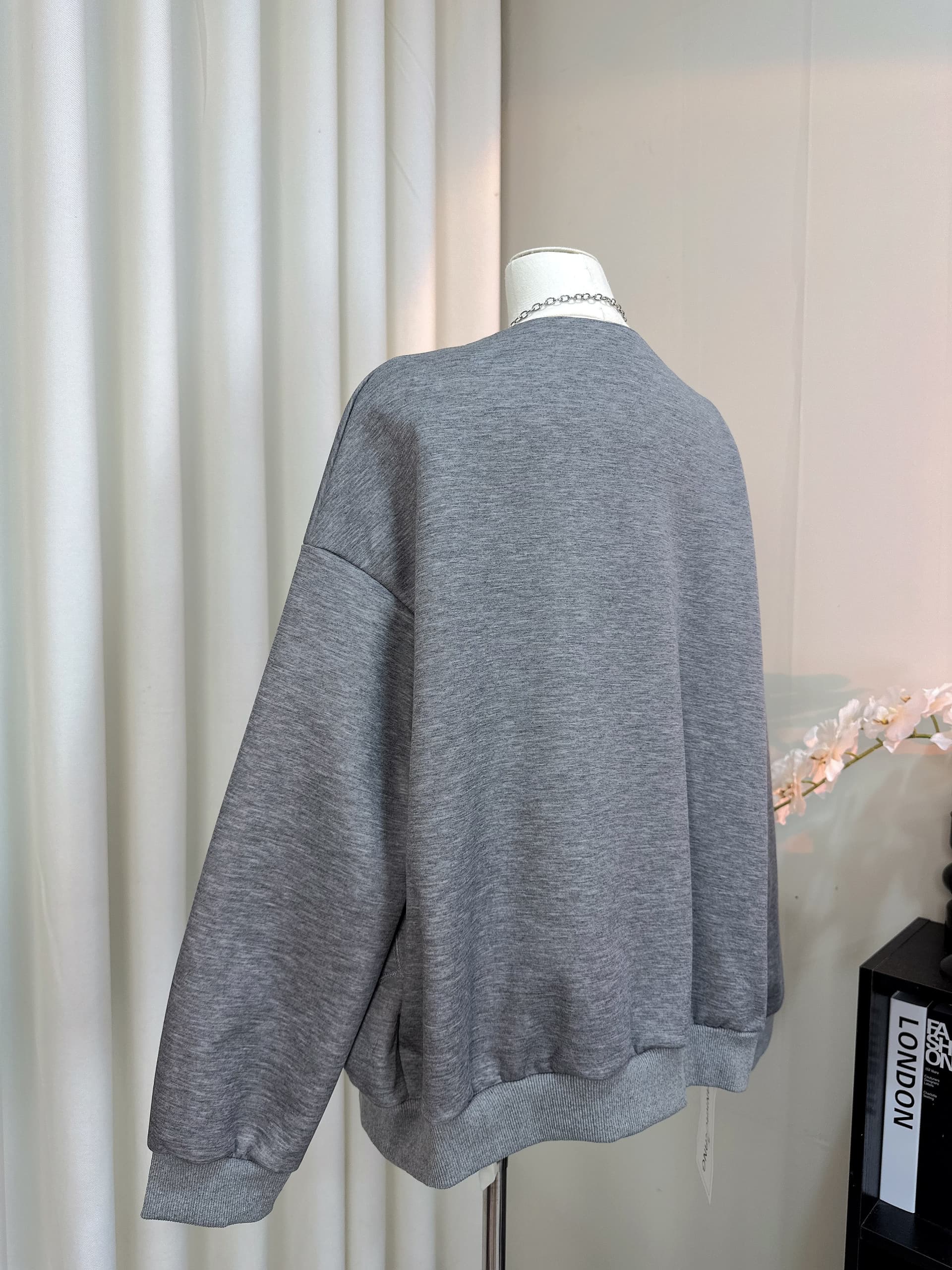 검은 콩 흠 캐주얼 해체 V넥 지퍼 회색 후드티 재킷 가을 루즈핏 느긋한 바람 다용도 맨위 이미지 5