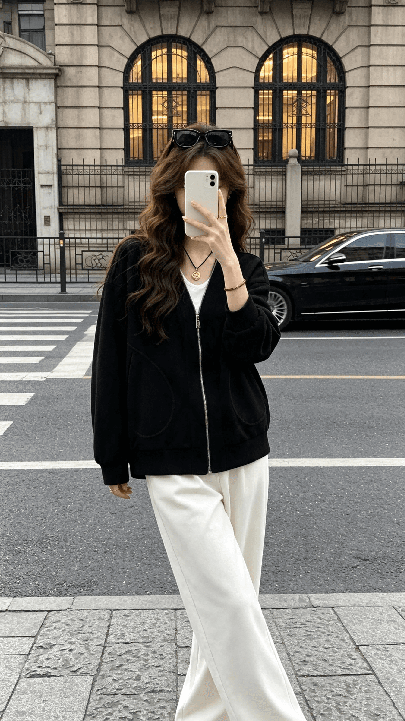 검은 콩 흠 캐주얼 해체 V넥 지퍼 회색 후드티 재킷 가을 루즈핏 느긋한 바람 다용도 맨위 상세 이미지 4