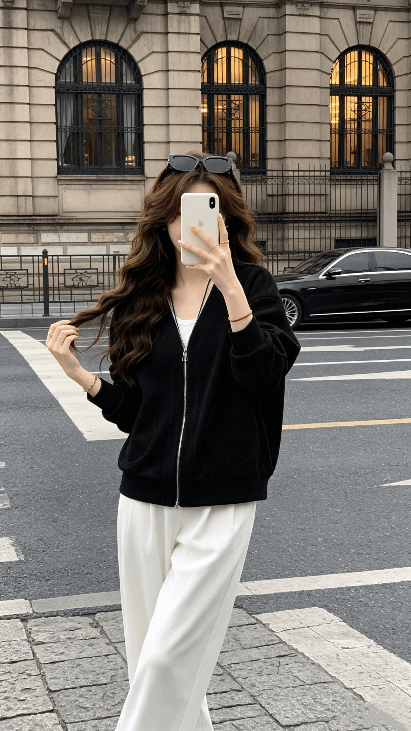 검은 콩 흠 캐주얼 해체 V넥 지퍼 회색 후드티 재킷 가을 루즈핏 느긋한 바람 다용도 맨위 상세 이미지 6