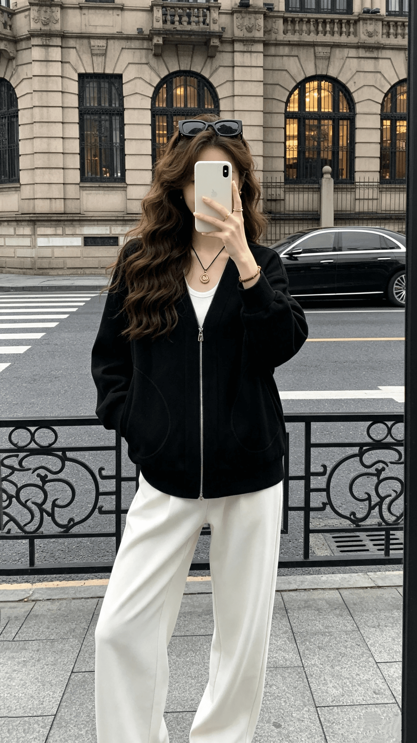 검은 콩 흠 캐주얼 해체 V넥 지퍼 회색 후드티 재킷 가을 루즈핏 느긋한 바람 다용도 맨위 상세 이미지 7