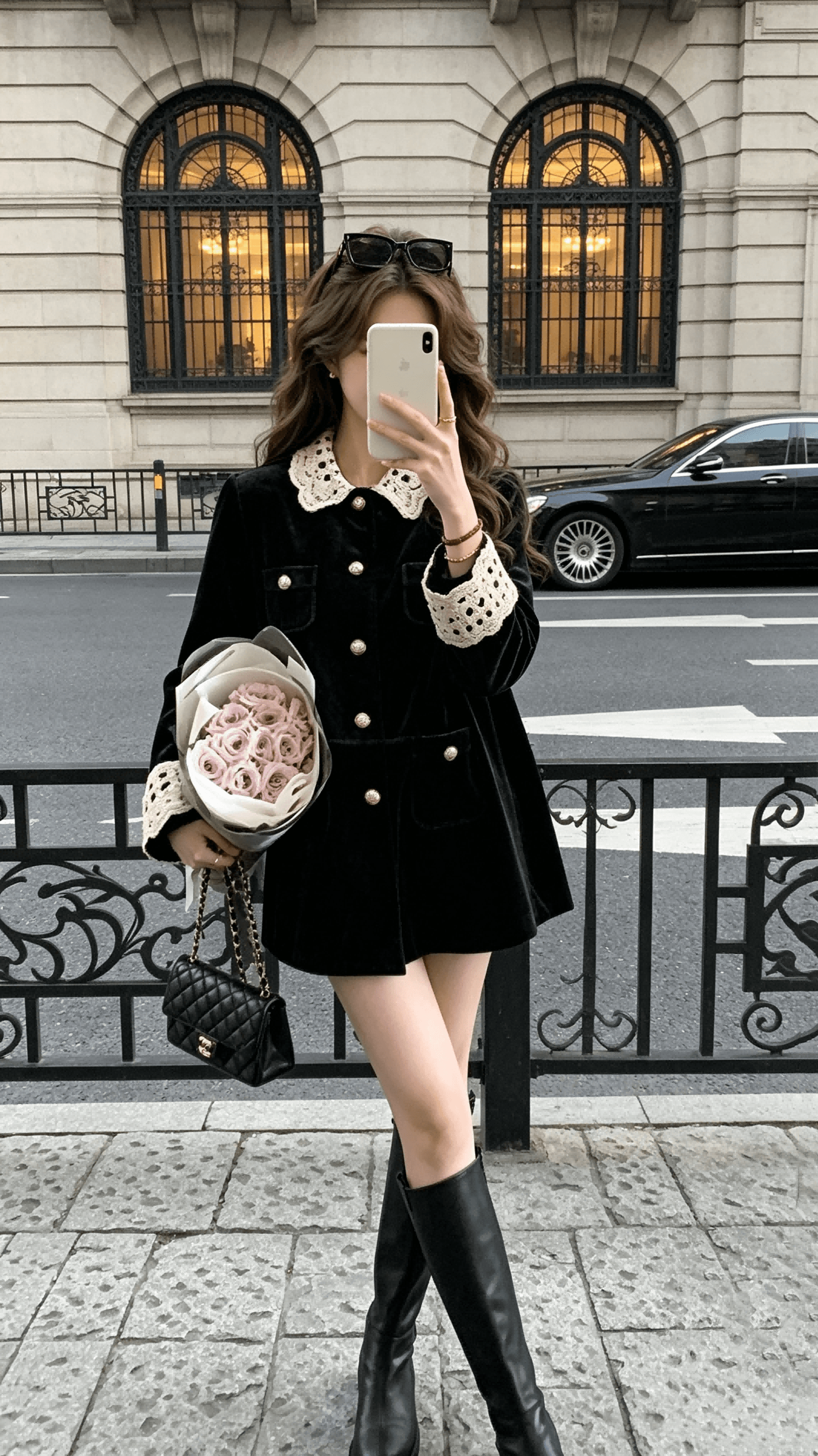 양 작은 볼륨 miu 부서 레트로 폴로 칼라 중간 길이 스웨이드 벨벳 재킷 워크웨어 바람막이 여성 아름다움 라드. 착용 가져 가라. 이미지 3