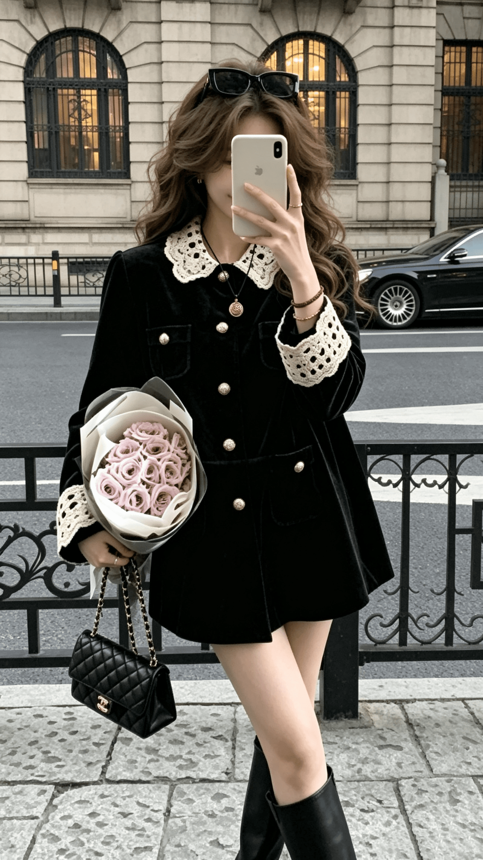 양 작은 볼륨 miu 부서 레트로 폴로 칼라 중간 길이 스웨이드 벨벳 재킷 워크웨어 바람막이 여성 아름다움 라드. 착용 가져 가라. 상세 이미지 6