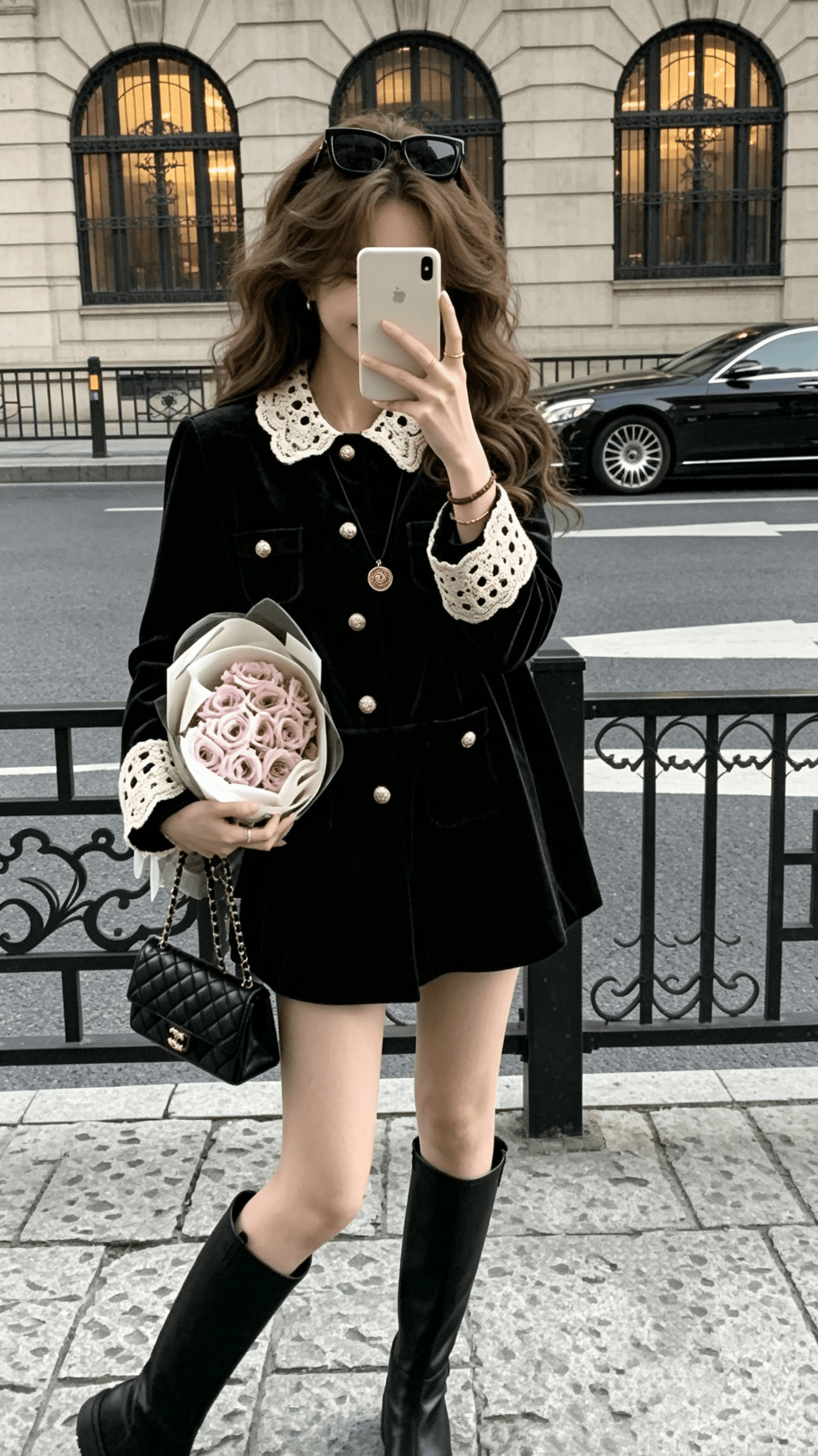 양 작은 볼륨 miu 부서 레트로 폴로 칼라 중간 길이 스웨이드 벨벳 재킷 워크웨어 바람막이 여성 아름다움 라드. 착용 가져 가라. 상세 이미지 8