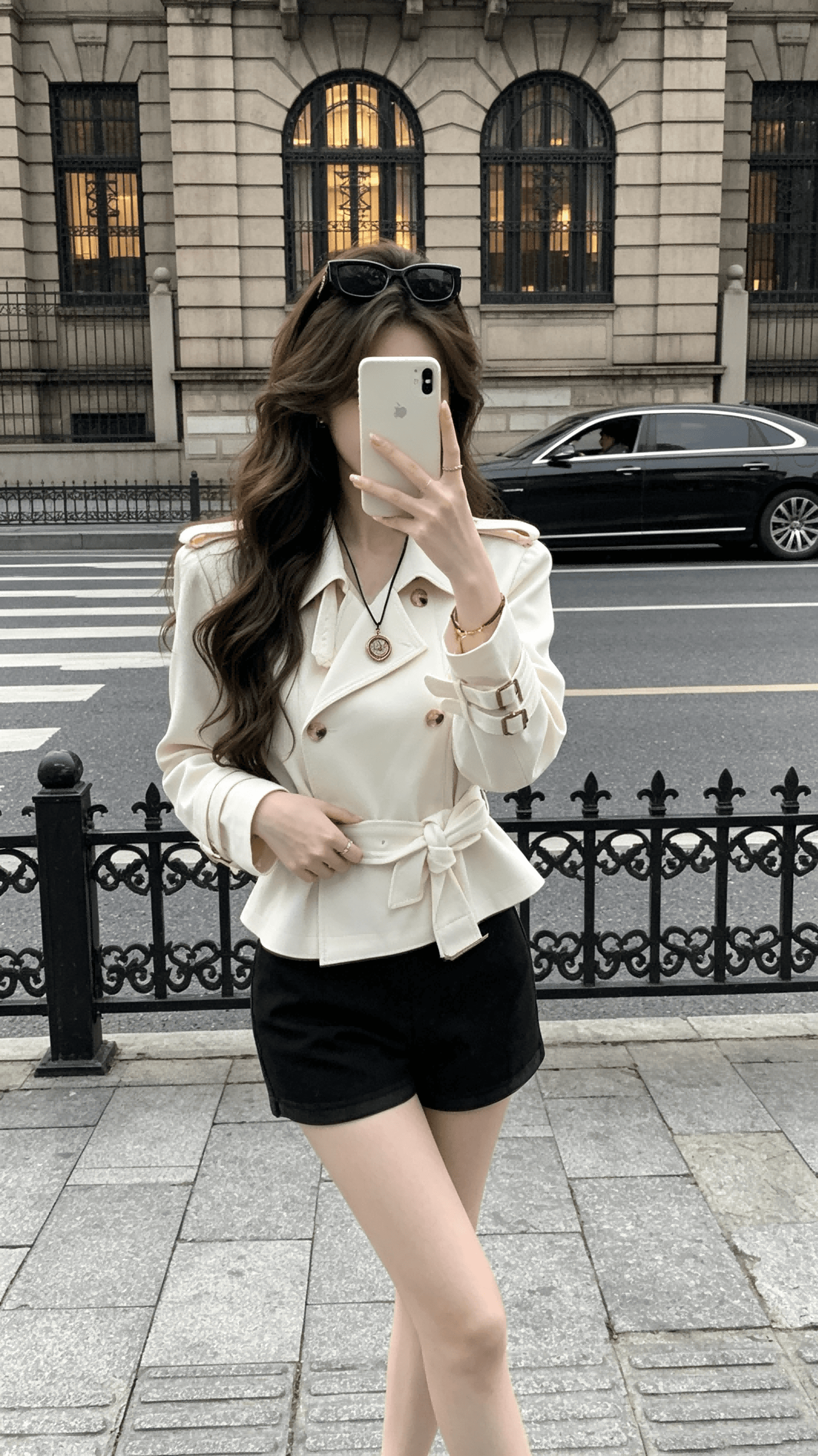 안녕하세요. 팬 팬 베이 촨 장면 어린이 긍정적 인 어깨 스탠드 칼라 영국식 바람 불규칙 중 쇼트 스타일 바람막이 여성 코트 가을 이미지 2
