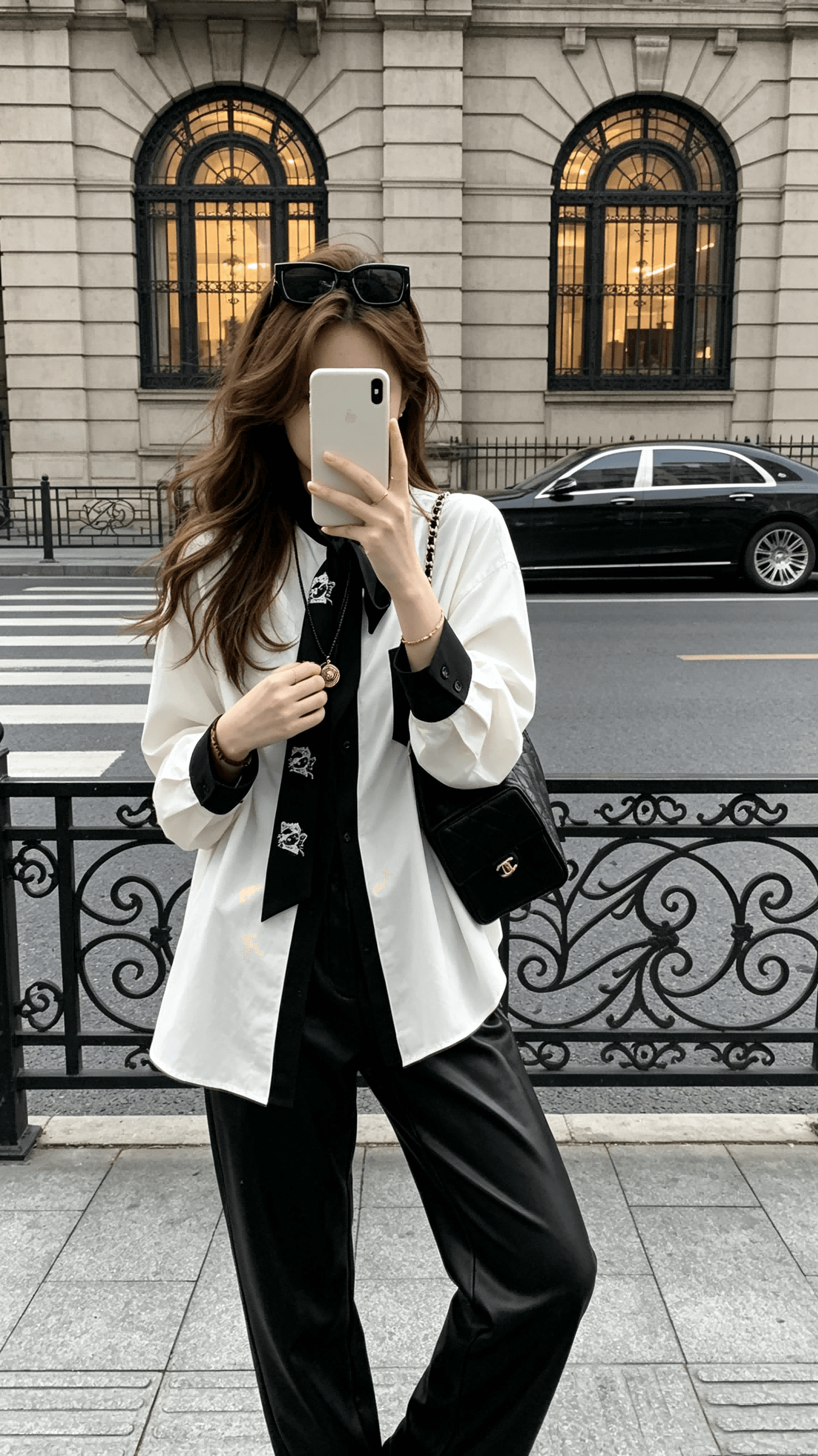 작은 6 월 6 월 브리트니 차가운 kitty 고양이 무거운 느긋한 V넥 스웨터 리본 자수 셔츠 상세 이미지 10