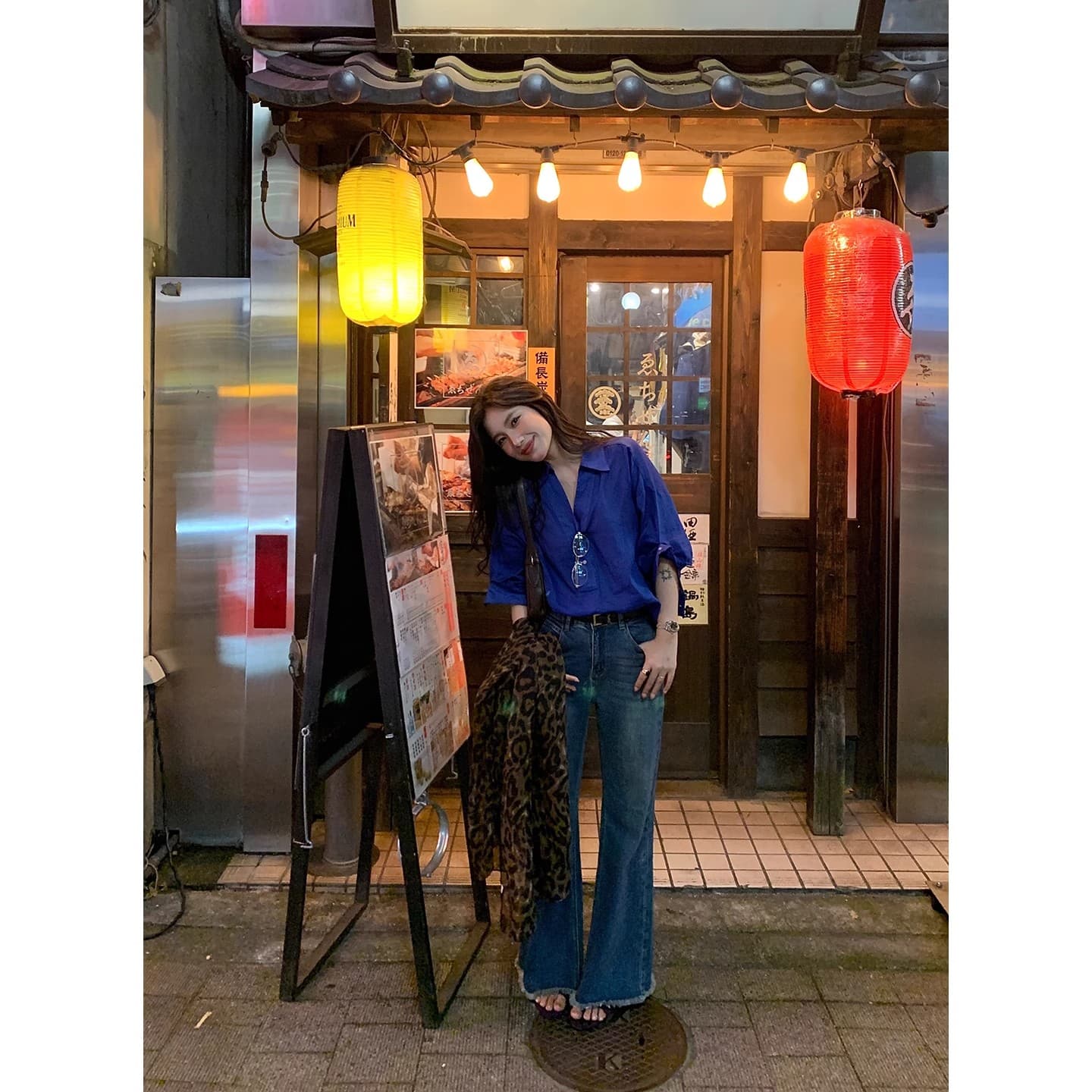 daqianwithu 100 라미 중간 소매 여성 셔츠 가을 새로운 고급 센스 루즈핏 디자인 센스 셔츠 이미지 4