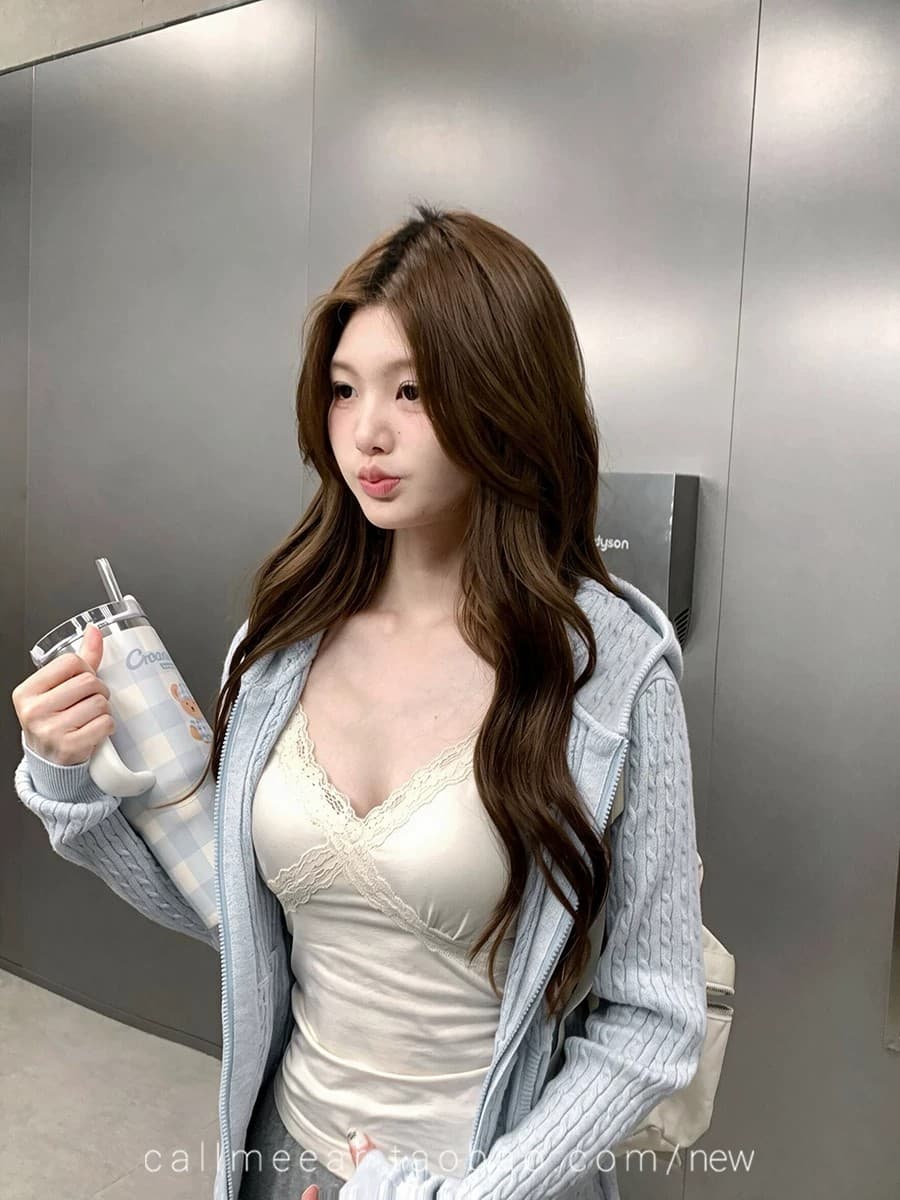 callmeear 후드 꽈배기 모직물 오픈 가디건 오픈 가디건 여성 조기 가을 루즈핏 지퍼 스웨터 코트 상세 이미지 12