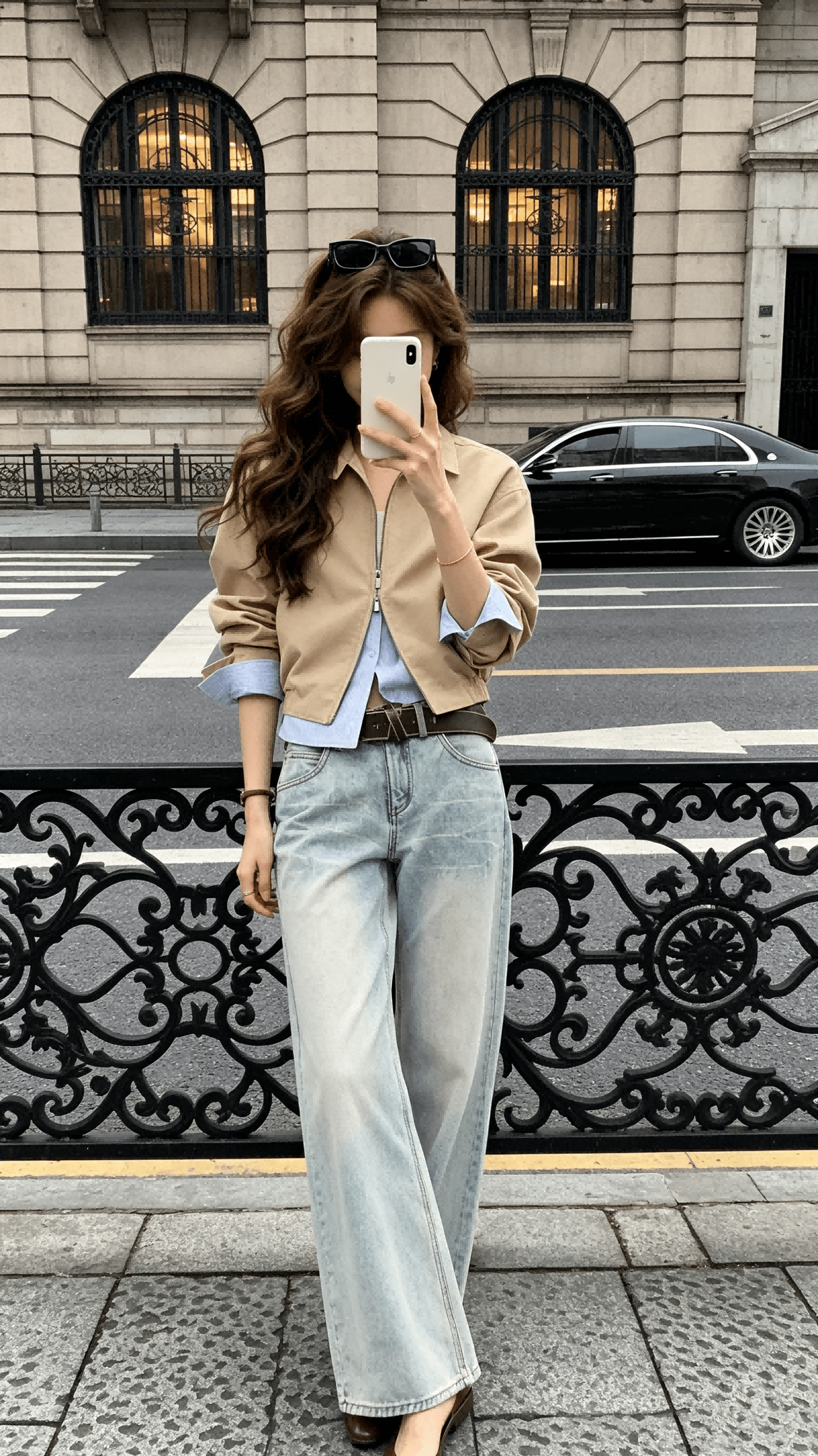 salthe 주간 실크 코튼 페이크 레이어드 배색 스트라이프 스탠드 칼라 재킷 여성 패치워크 뒤집다 소매 쇼트 스타일 캐주얼 짧은 외투 상세 이미지 5
