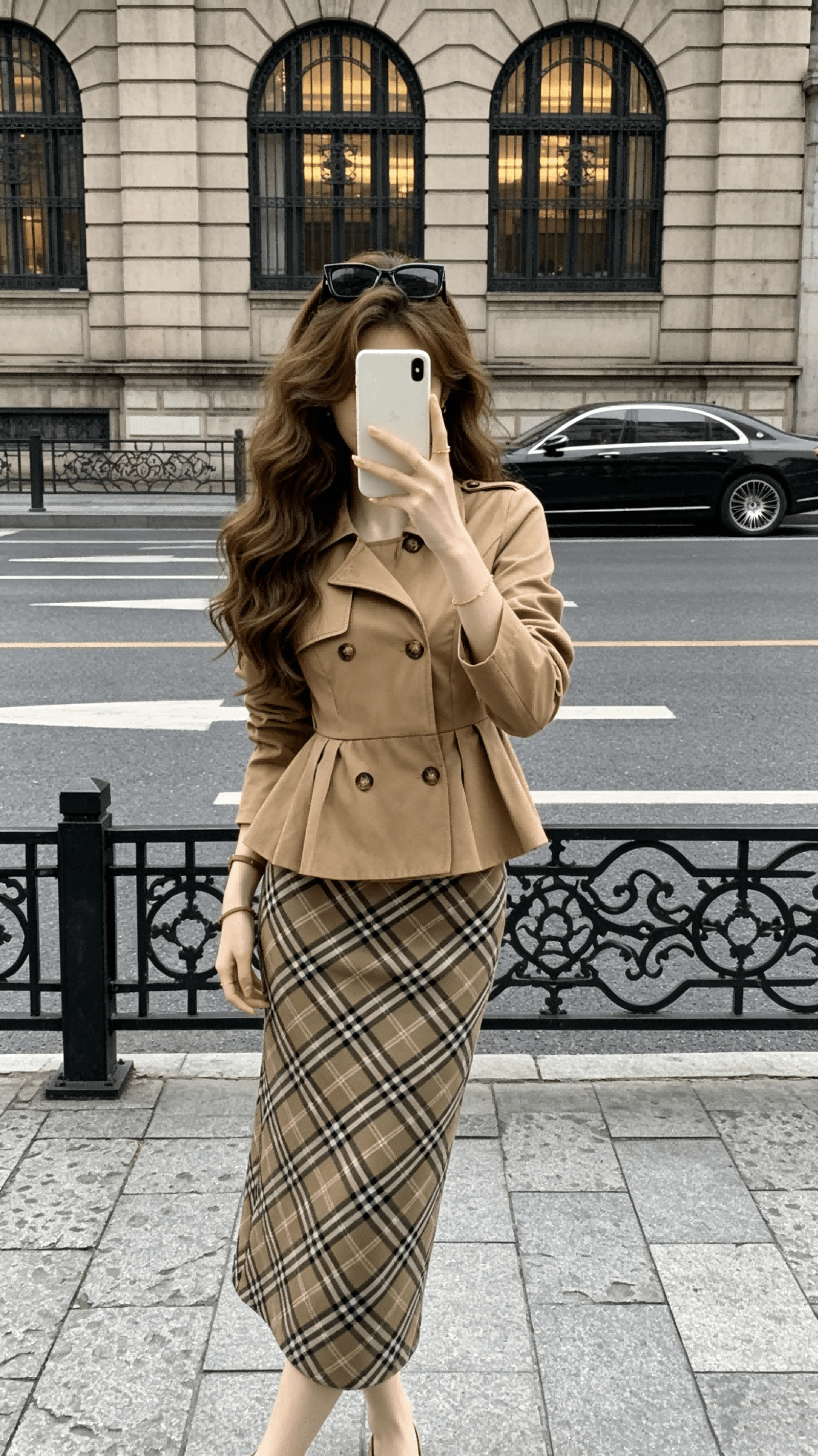 하나부터 순간 반도 라이 경기 서울 면 쇼트 스타일 재킷 재킷 레트로 체크무늬 타이트 스커트 반 스커트 출퇴근 착용 가져 가라. 상세 이미지 3