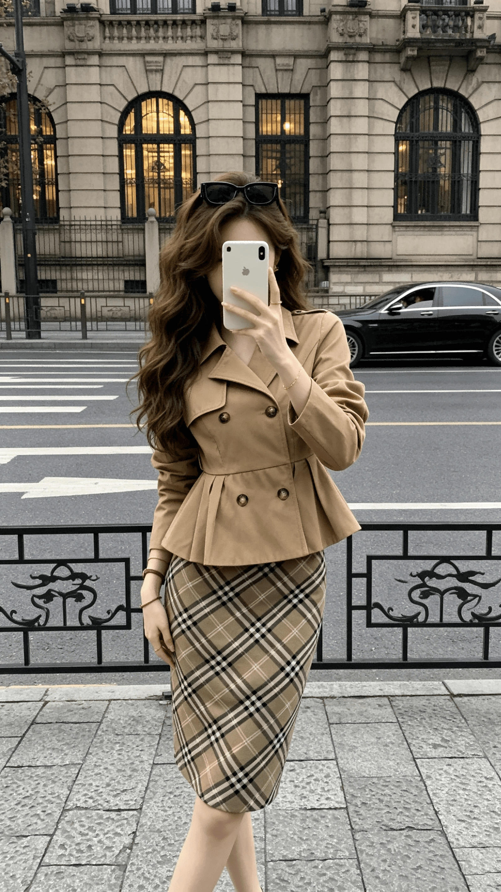 하나부터 순간 반도 라이 경기 서울 면 쇼트 스타일 재킷 재킷 레트로 체크무늬 타이트 스커트 반 스커트 출퇴근 착용 가져 가라. 상세 이미지 5