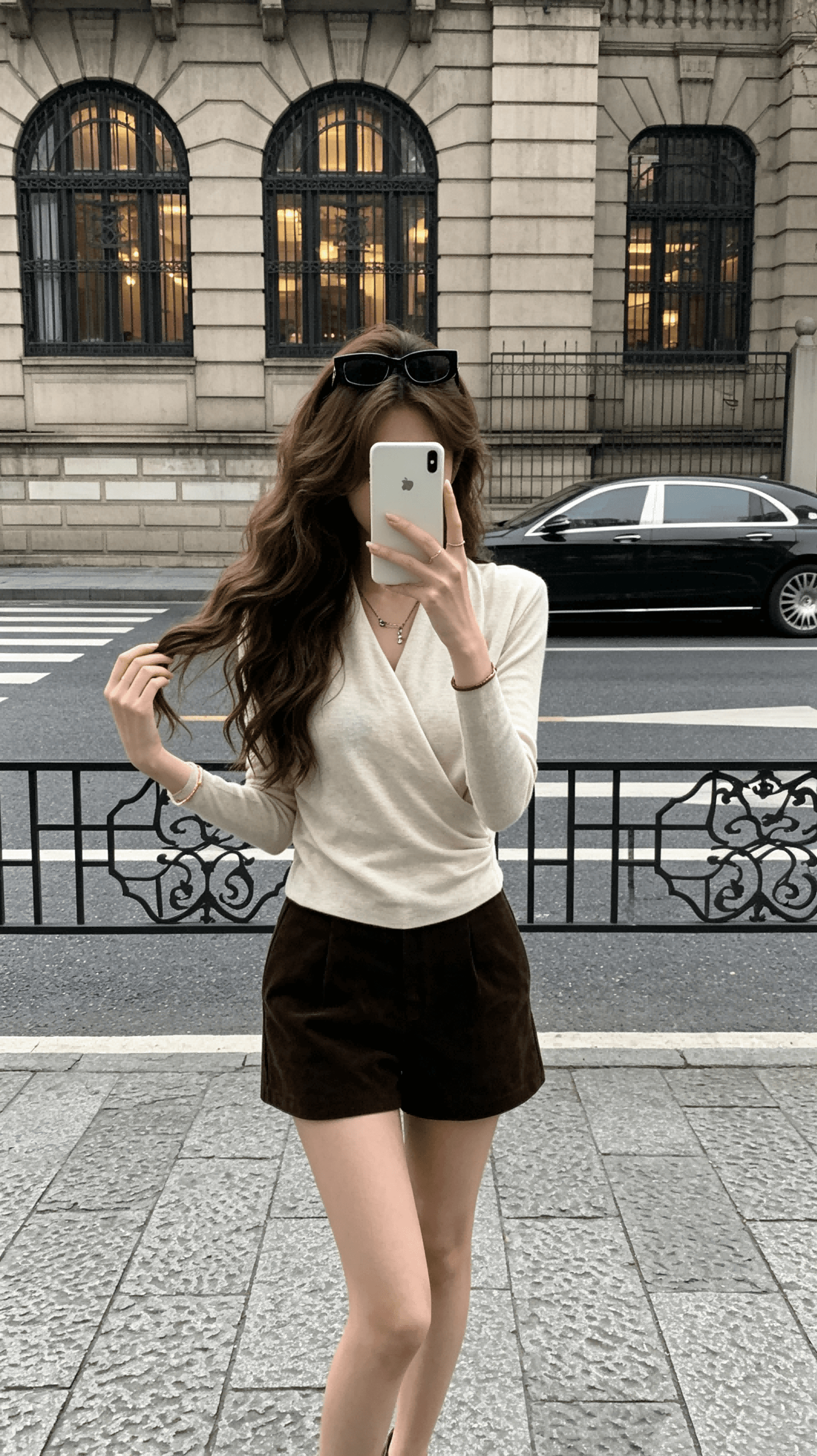 gv 큰 흰색 형제 장기 지배 십자가 스택 칼라 허리 수축 니트 스웨터 이른 가을 착용 잡아라. 의류 느긋한 고급 긴팔 상세 이미지 7