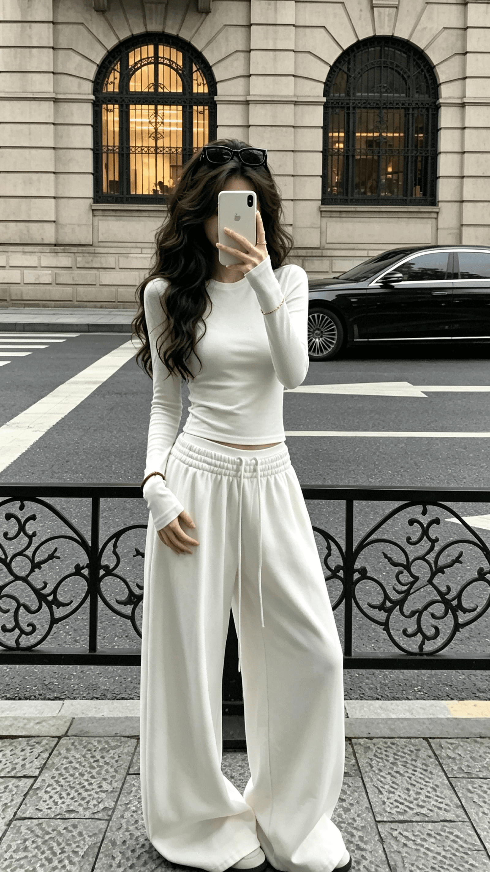 skk store 장기 느슨함 지배 아세트산 주간 실크 양모 털이 있는 당겨서 털 후드 티 스웨터 웨이 바지 세트 이미지 4
