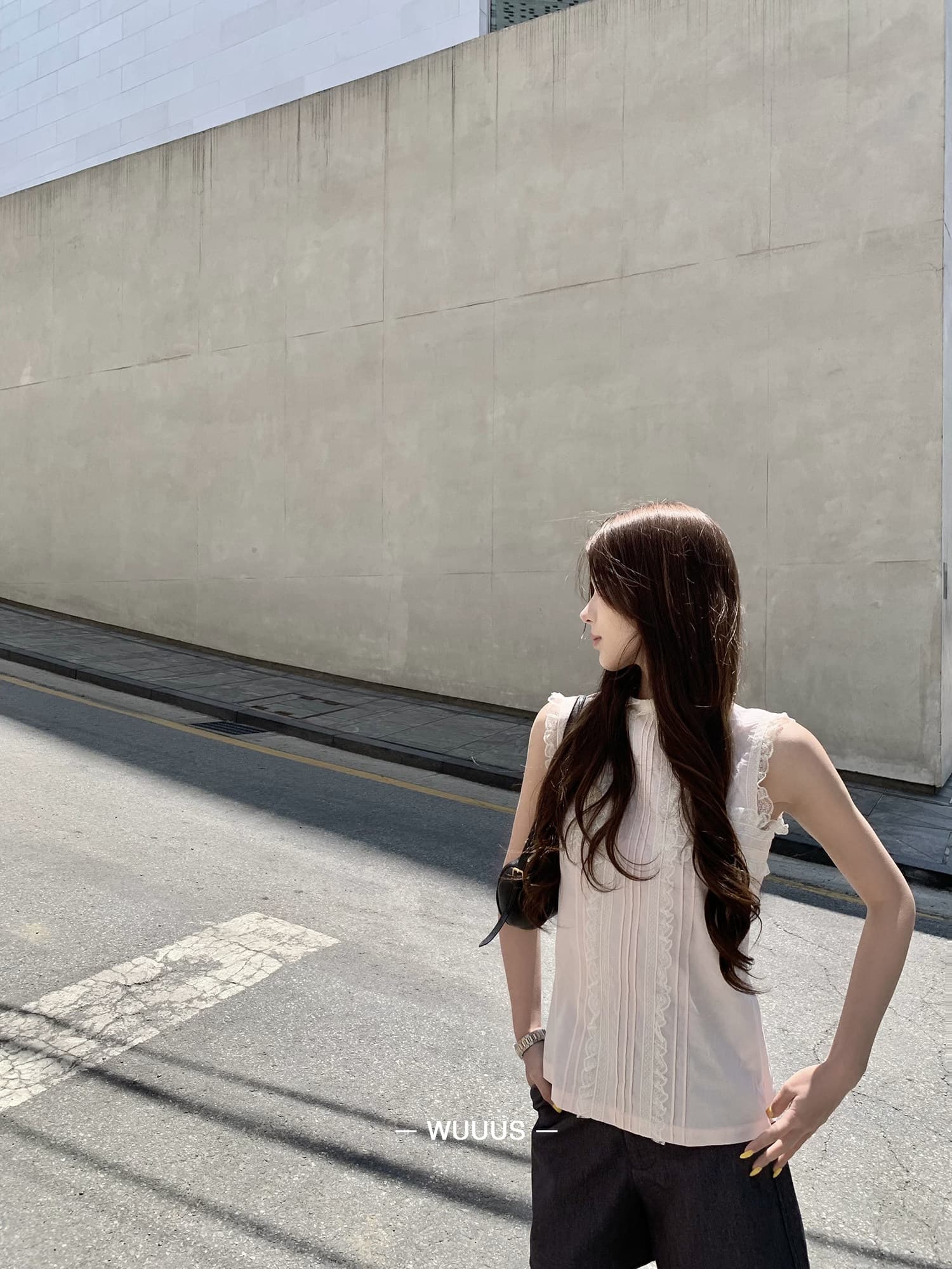 wuuusjojo 사설 서비스 선 빛 핑크색 민소매 여성 셔츠 중년 작은 샤넬 스타일 레이스 측면 조끼 맨위 상세 이미지 20
