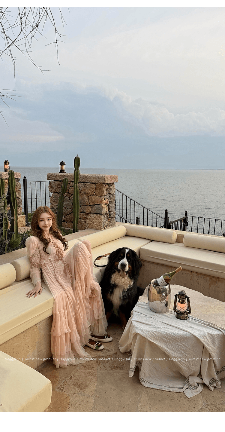 doggyqin bch10e 사설 서비스 보여주기 섹션 분말 안개 놀라다 프릴 거품 소매 쉬폰 블라우스 쇼트 스타일 맨위 상세 이미지 31