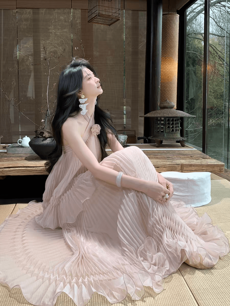 하나부터 순간 매몰 요정 프랑스식 낭만주의 백리스 행침 목 드레스 가져 가라. 요정 가스 숄 여름 해변가 휴가 상세 이미지 6