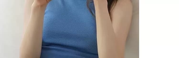 프랑스식 파란색 반하이넥 니트 조끼 여성 여름 몸매 가꾸기 슬림해 보이는 쇼트 스타일 민소매 인사이드 가져 가라. 외출용 슬립 맨위 상세 이미지 6