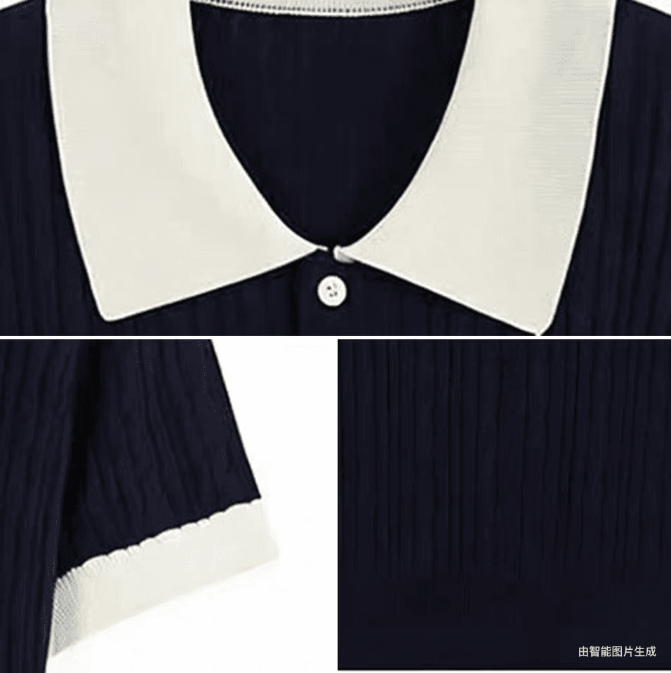 한 부서 학원 스타일 POLO 칼라 자수 얼음 실크 니트 반팔 티셔츠 여성 여름 배색 외국 가스 연령 감소 슬림해 보이는 맨위 상세 이미지 9