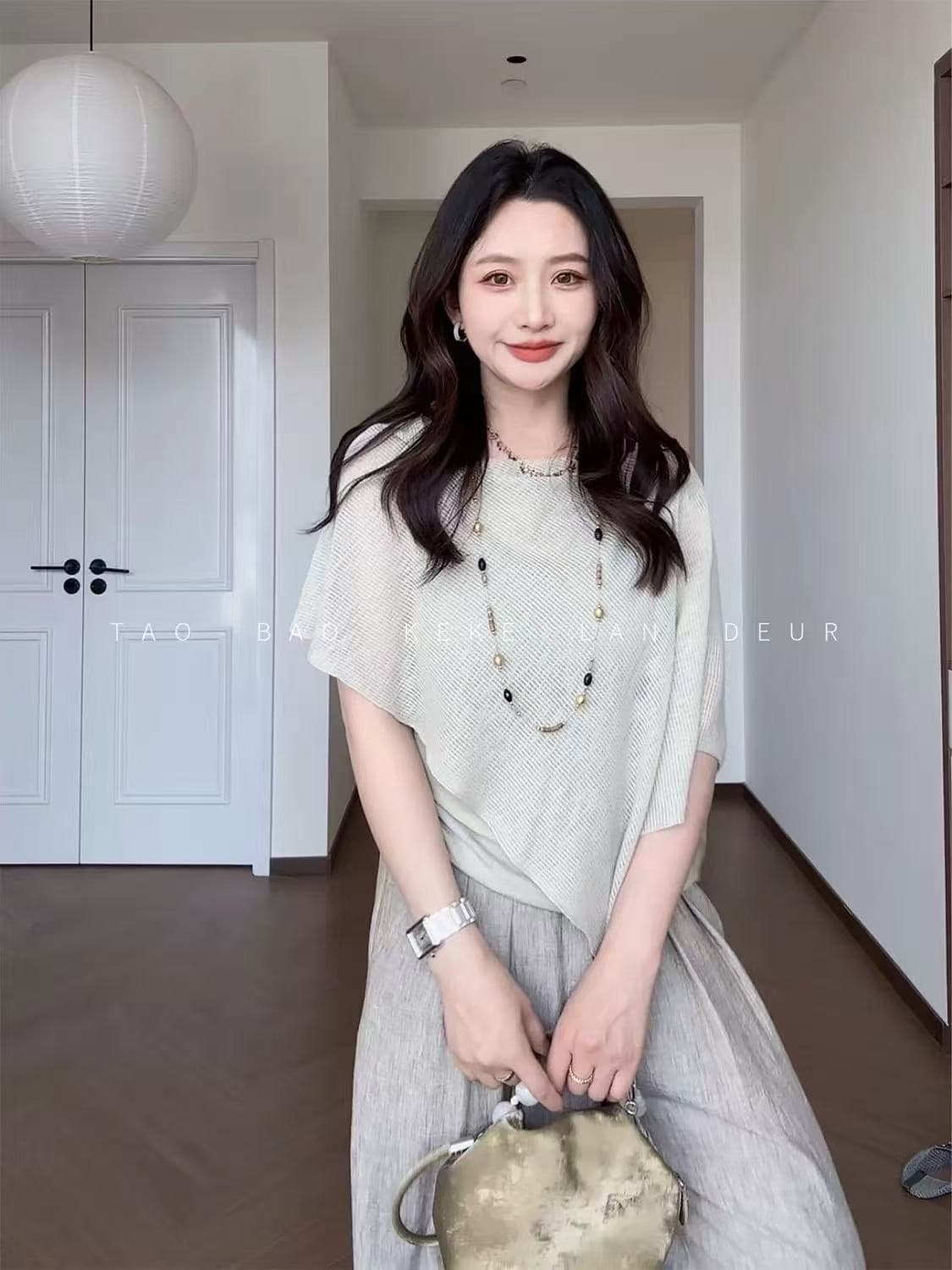 우아함 패션 통기성 숄 불규칙 고급 센스 다용도 얇은 스타일 니트 스웨터 이미지 4