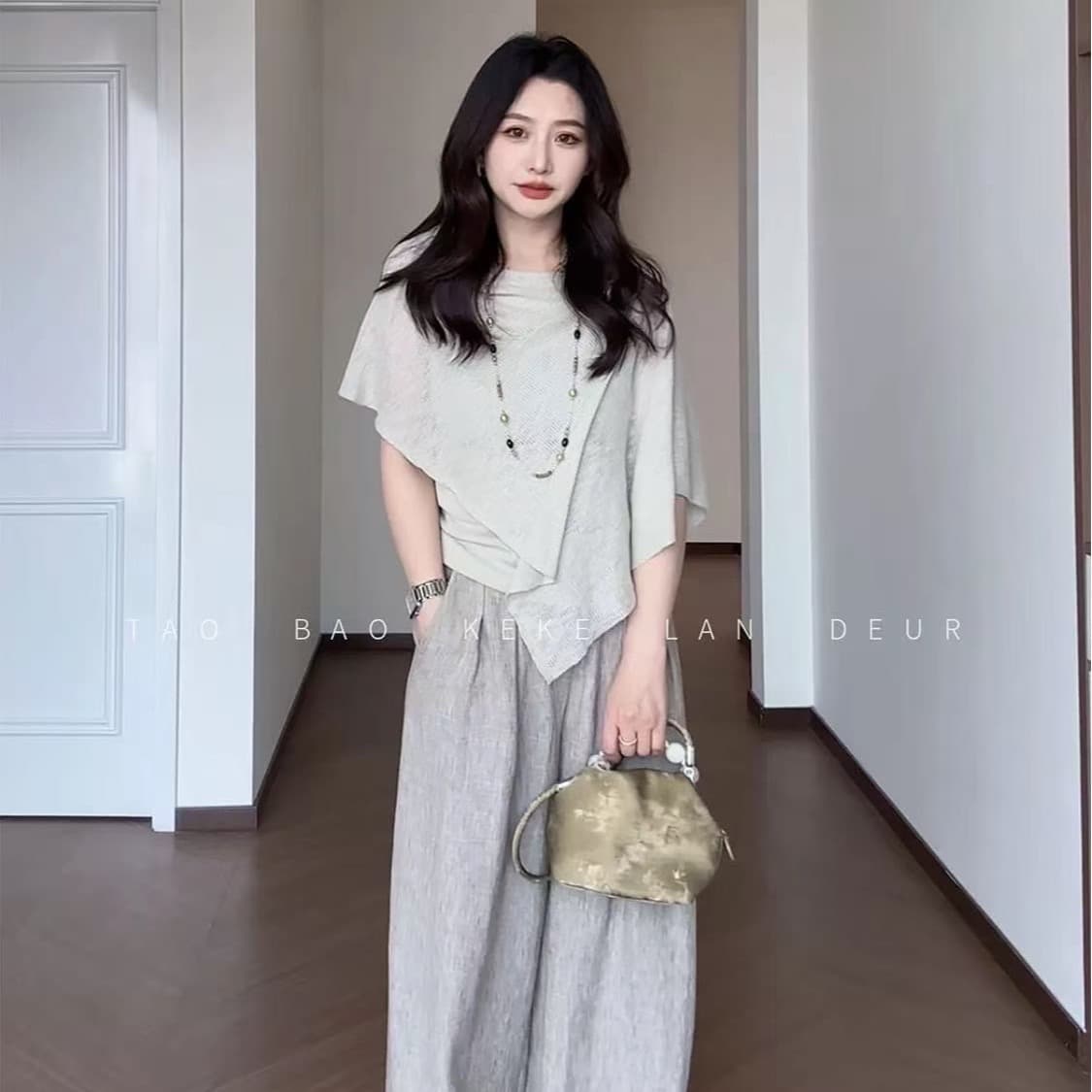 우아함 패션 통기성 숄 불규칙 고급 센스 다용도 얇은 스타일 니트 스웨터 이미지 5