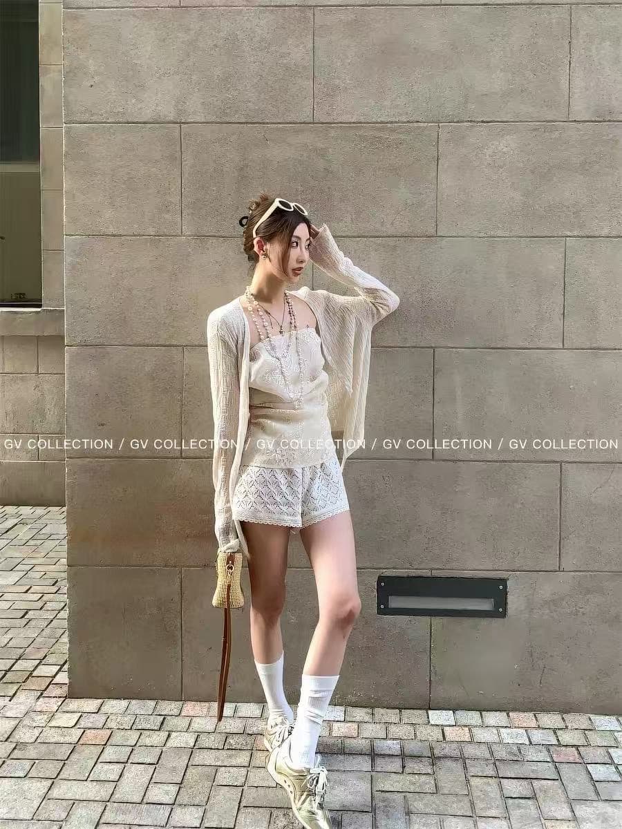gv 큰 흰색 형제 감기 느슨함 센스 라이 경기 서울 아마 홀로우 아웃 자외선 차단 긴팔 얇고 가벼운 맨위 캐주얼 오픈 가디건 여성 이미지 4
