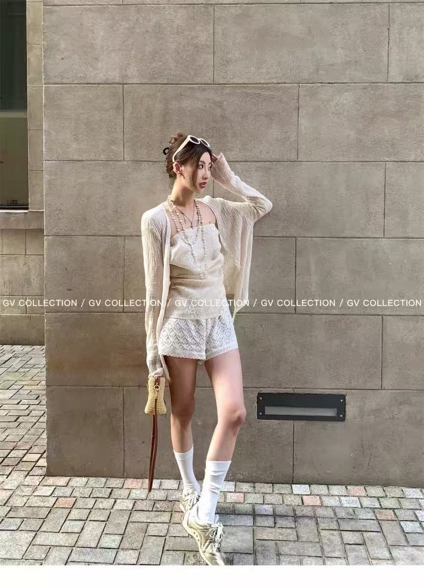gv 큰 흰색 형제 감기 느슨함 센스 라이 경기 서울 아마 홀로우 아웃 자외선 차단 긴팔 얇고 가벼운 맨위 캐주얼 오픈 가디건 여성 상세 이미지 2