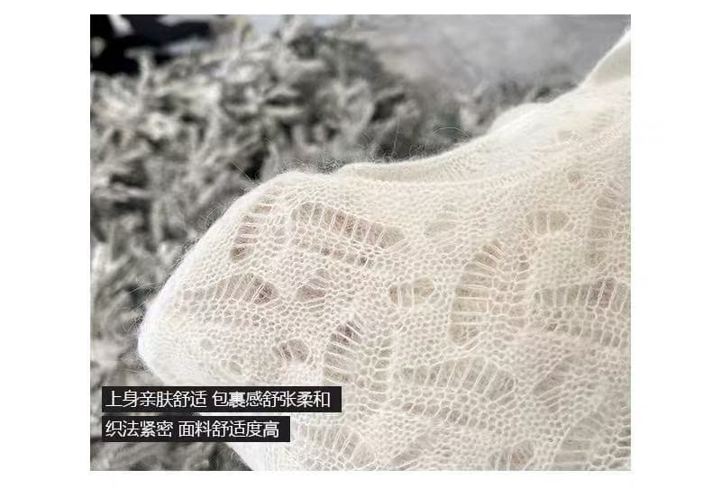 한 부서 디자인 센스 플리스 홀로우 아웃 무늬 니트 스웨터 여성 2026 봄 가을 새로운 고급 센스 외국 가스 세련된 맨위 상세 이미지 2