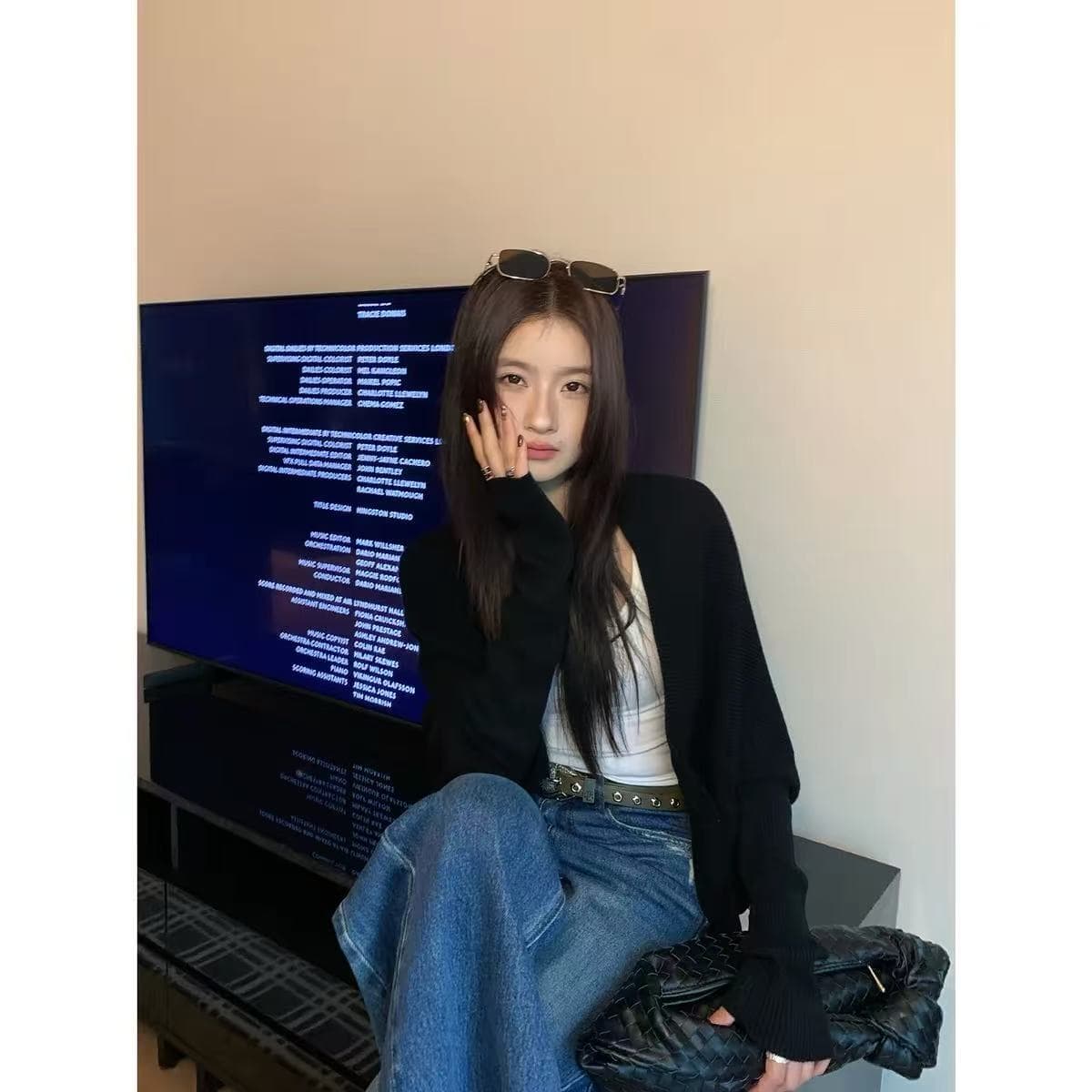 커피 색상 배트윙 소매 니트 숄 오픈 가디건 여성 재킷 봄 착용 가져 가라. 느긋한 바람 분위기 센스 맨위 상세 이미지 5