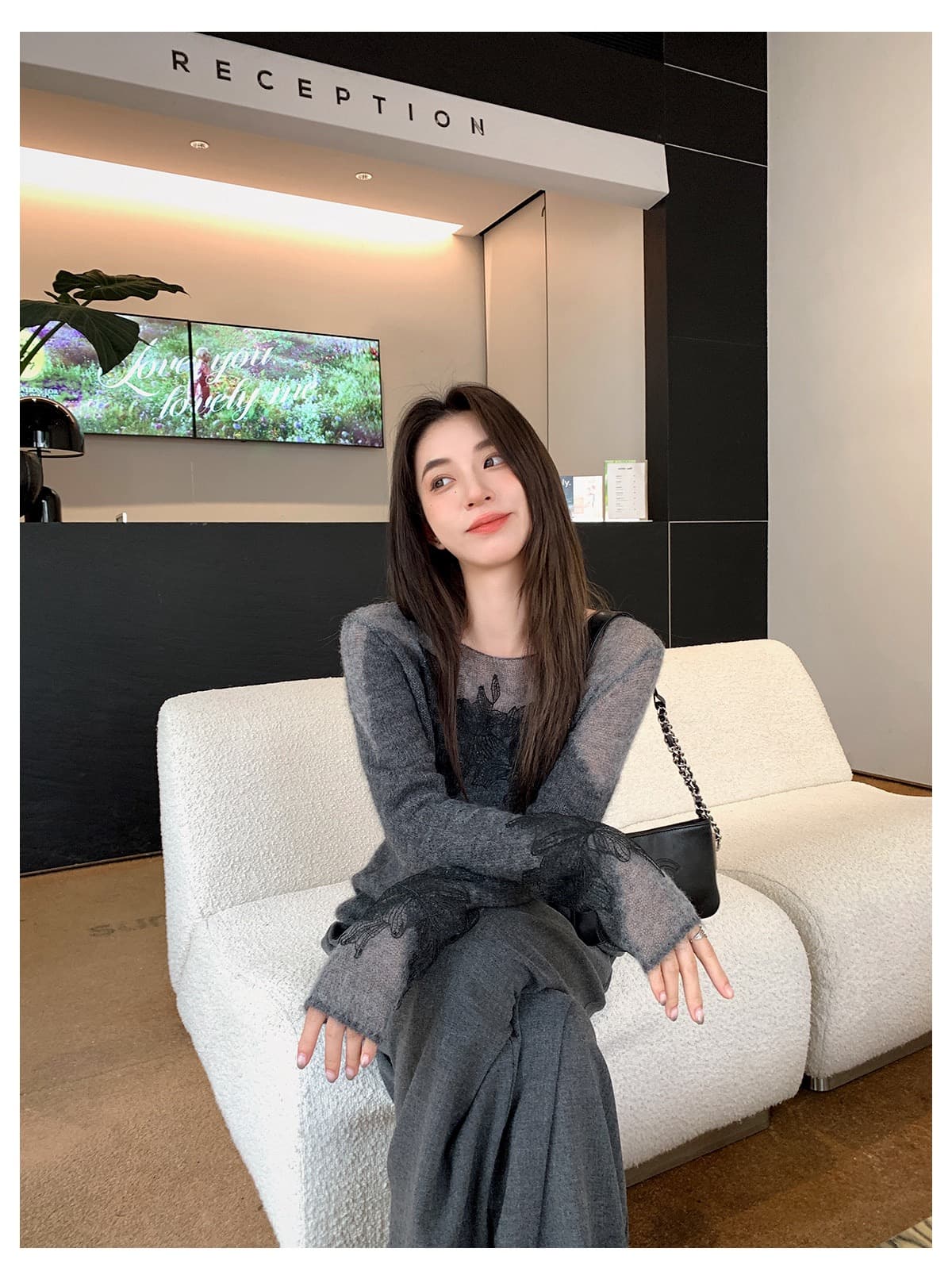 leetwins 꽃말 얕은 시리아 양 낙타 털 보트넥 니트 스웨터 여성 부드러운 찹쌀 부드러운 바람 품격 홀로우 아웃 맨위 상세 이미지 9
