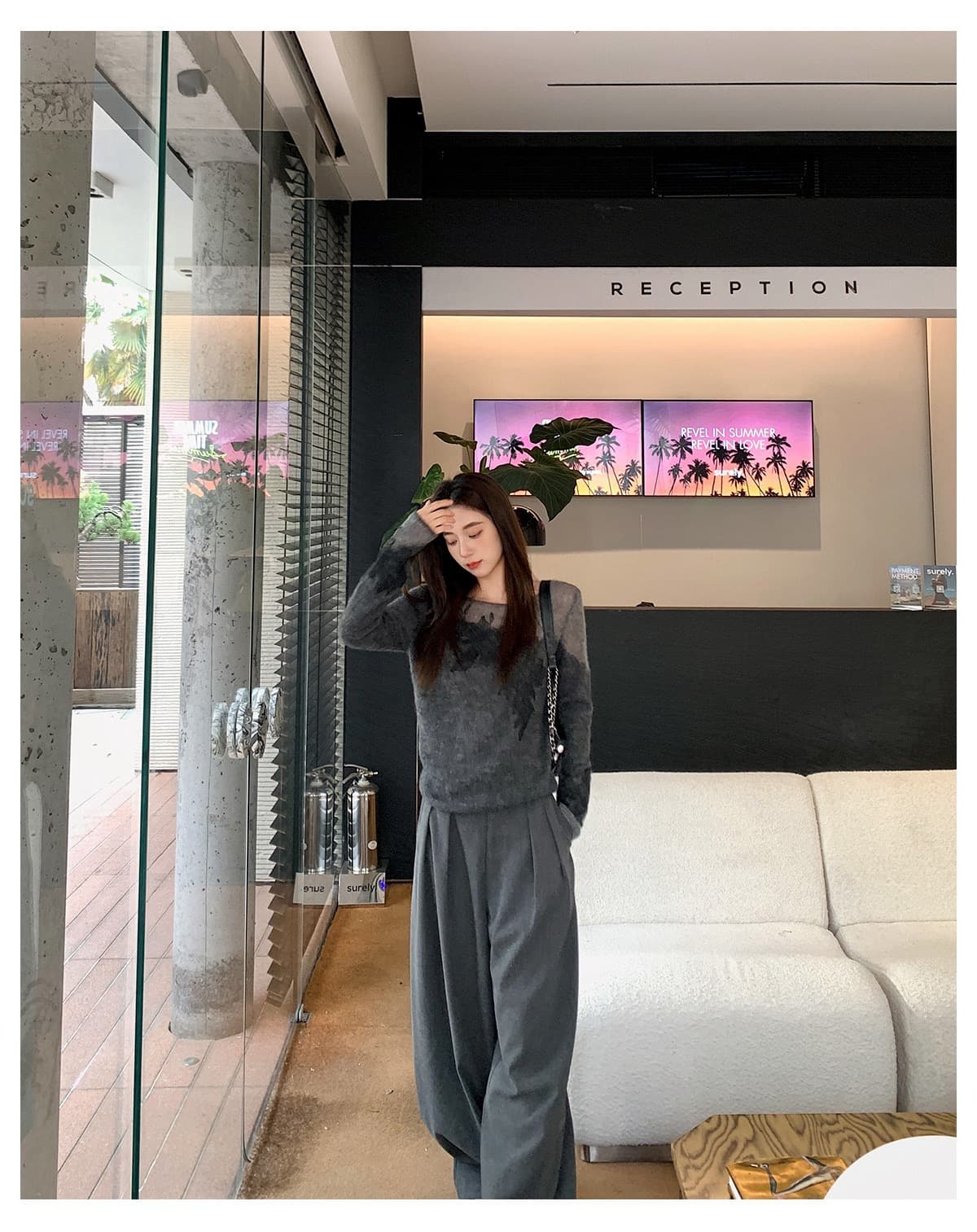 leetwins 꽃말 얕은 시리아 양 낙타 털 보트넥 니트 스웨터 여성 부드러운 찹쌀 부드러운 바람 품격 홀로우 아웃 맨위 상세 이미지 11
