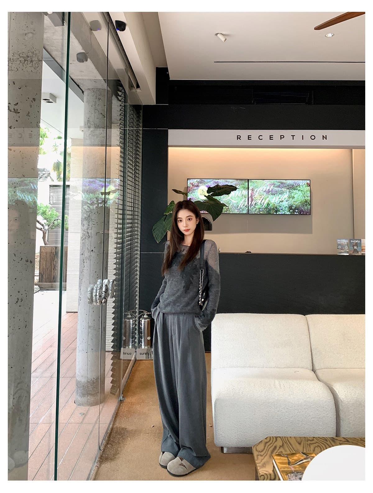 leetwins 꽃말 얕은 시리아 양 낙타 털 보트넥 니트 스웨터 여성 부드러운 찹쌀 부드러운 바람 품격 홀로우 아웃 맨위 상세 이미지 12